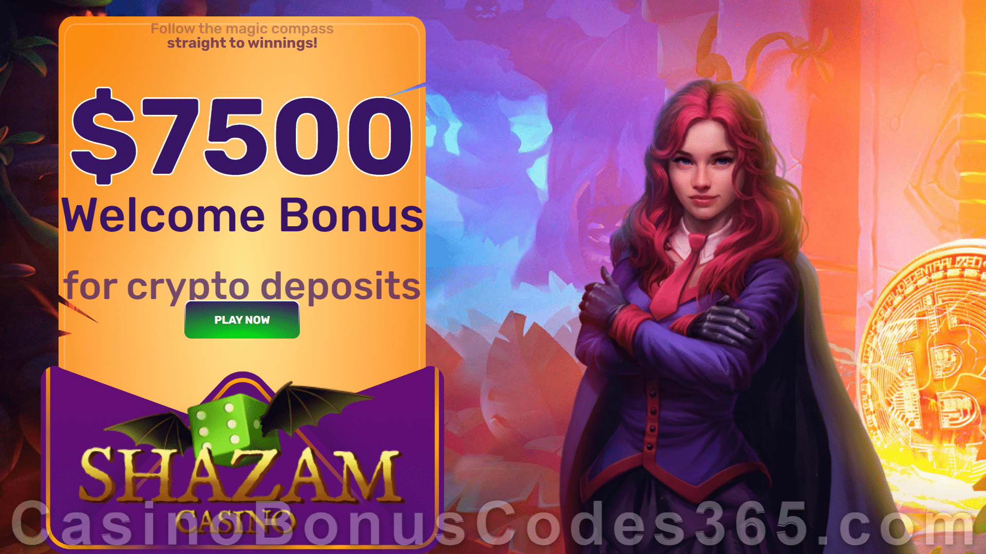 Shazam Casino $7500 Crypto Welcome Bonus RTG