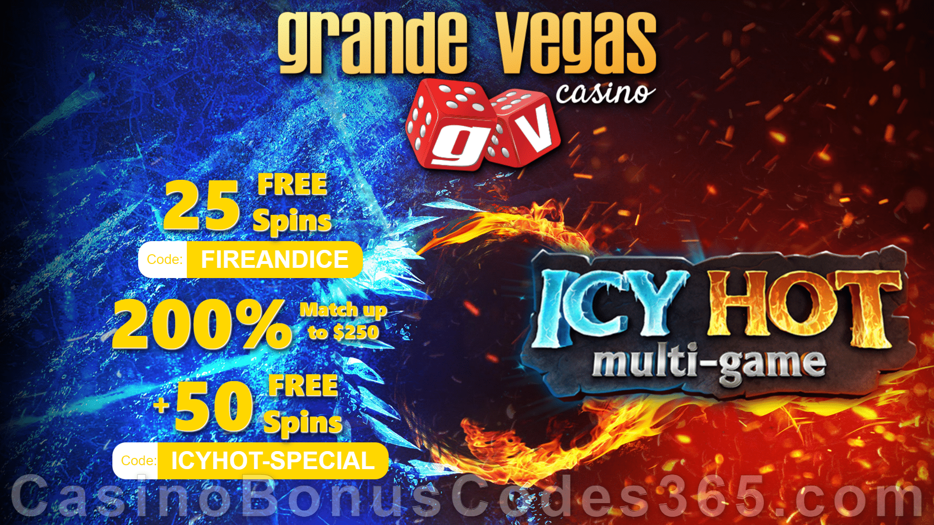 Grande Vegas Casino RTG Icy Hot Multi-Game Special Bonuses