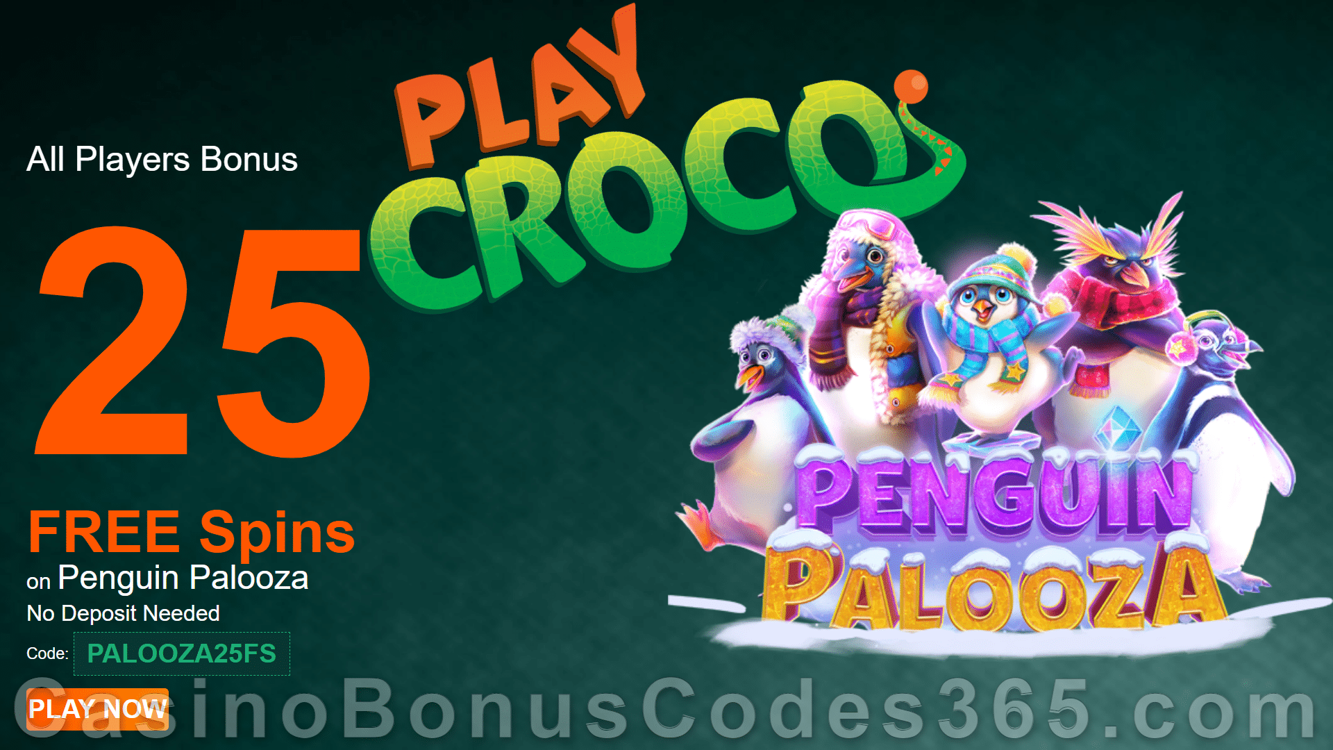 PlayCroco 25 FREE Spins on RTG Penguin Palooza New Players Special Offer