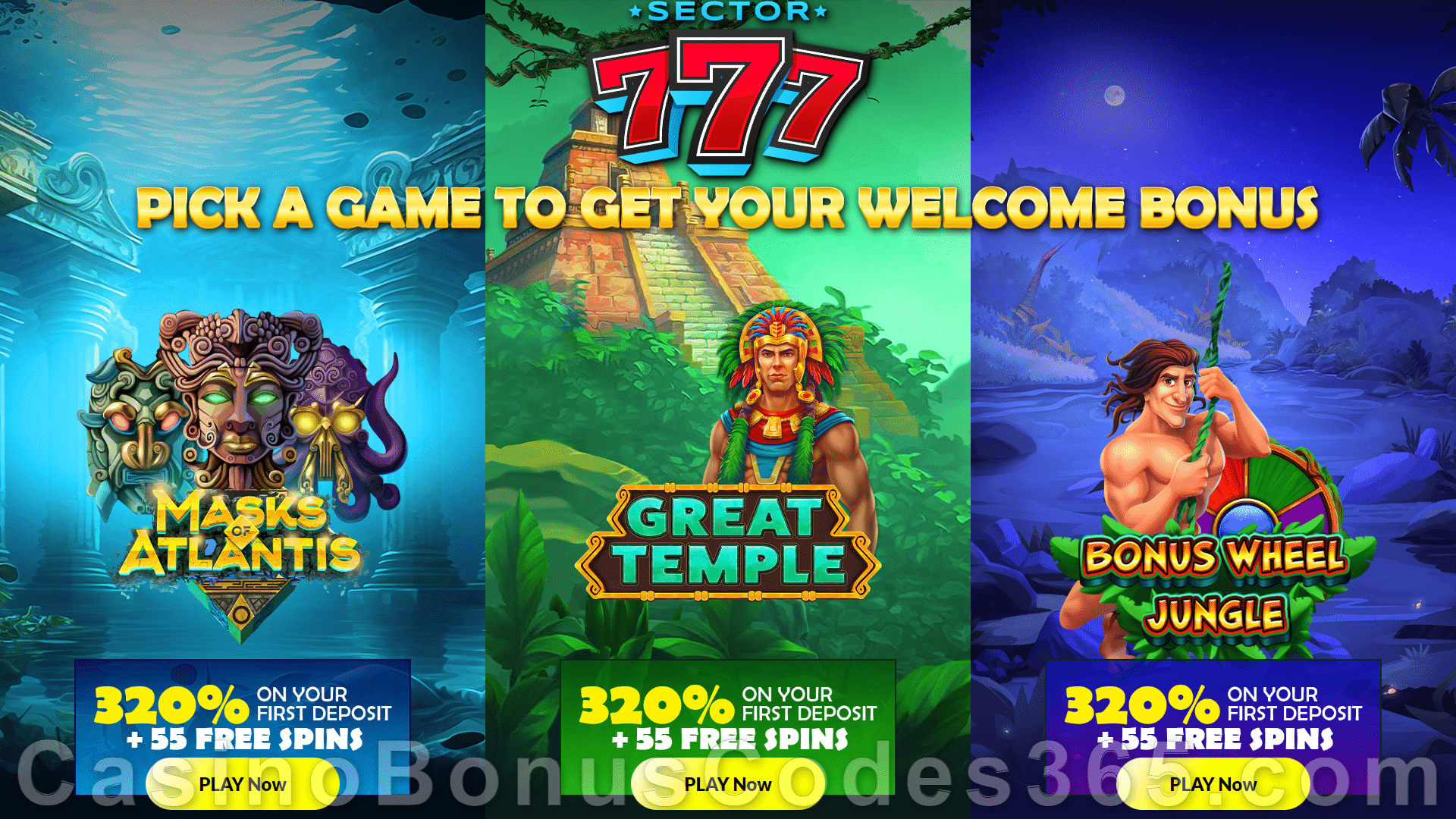 Sector 777 Casino 320% Match Bonus plus 55 FREE RTG Diamond Fiesta Spins Massive Sign Up Reward