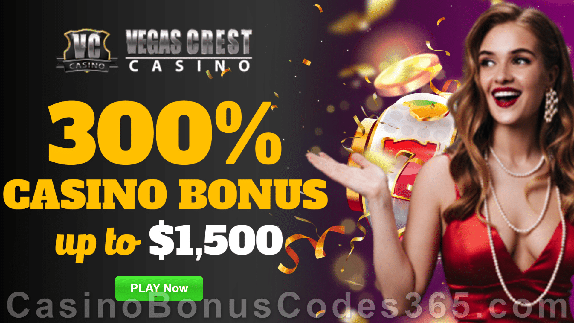 Vegas Crest Casino 300% Match Welcome Bonus