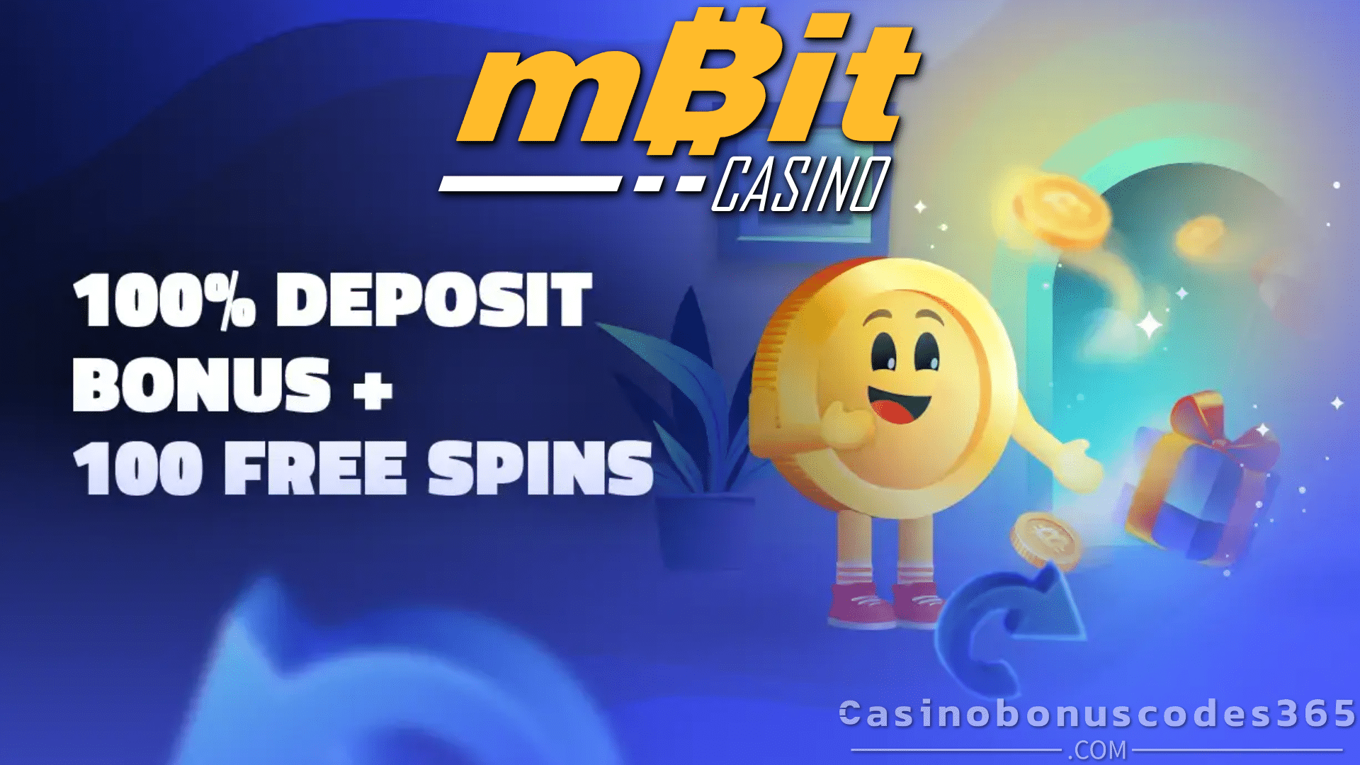 mBit Casino 100% Match Bonus plus 100 FREE Spins on top First Deposit Package