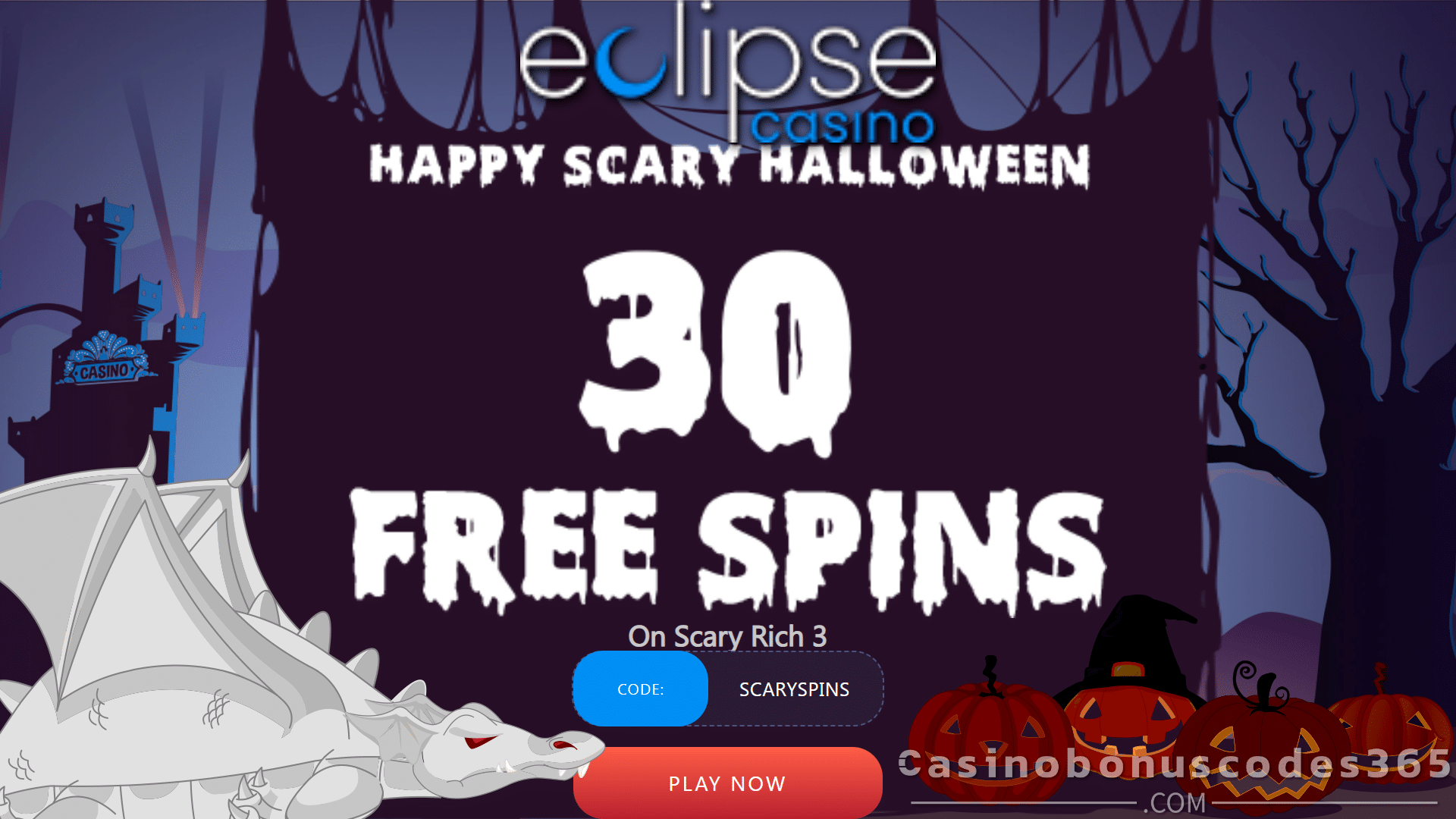 Eclipse Casino 30 FREE Spins on Rival Gaming Scary Rich 3 Special No Deposit Welcome