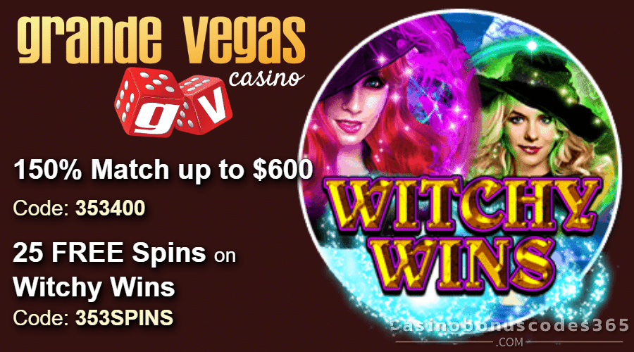 Grande Vegas Casino 150% up to $600 Bonus plus 25 FREE Spins on Cash Bandits 3 Special Promo Pack