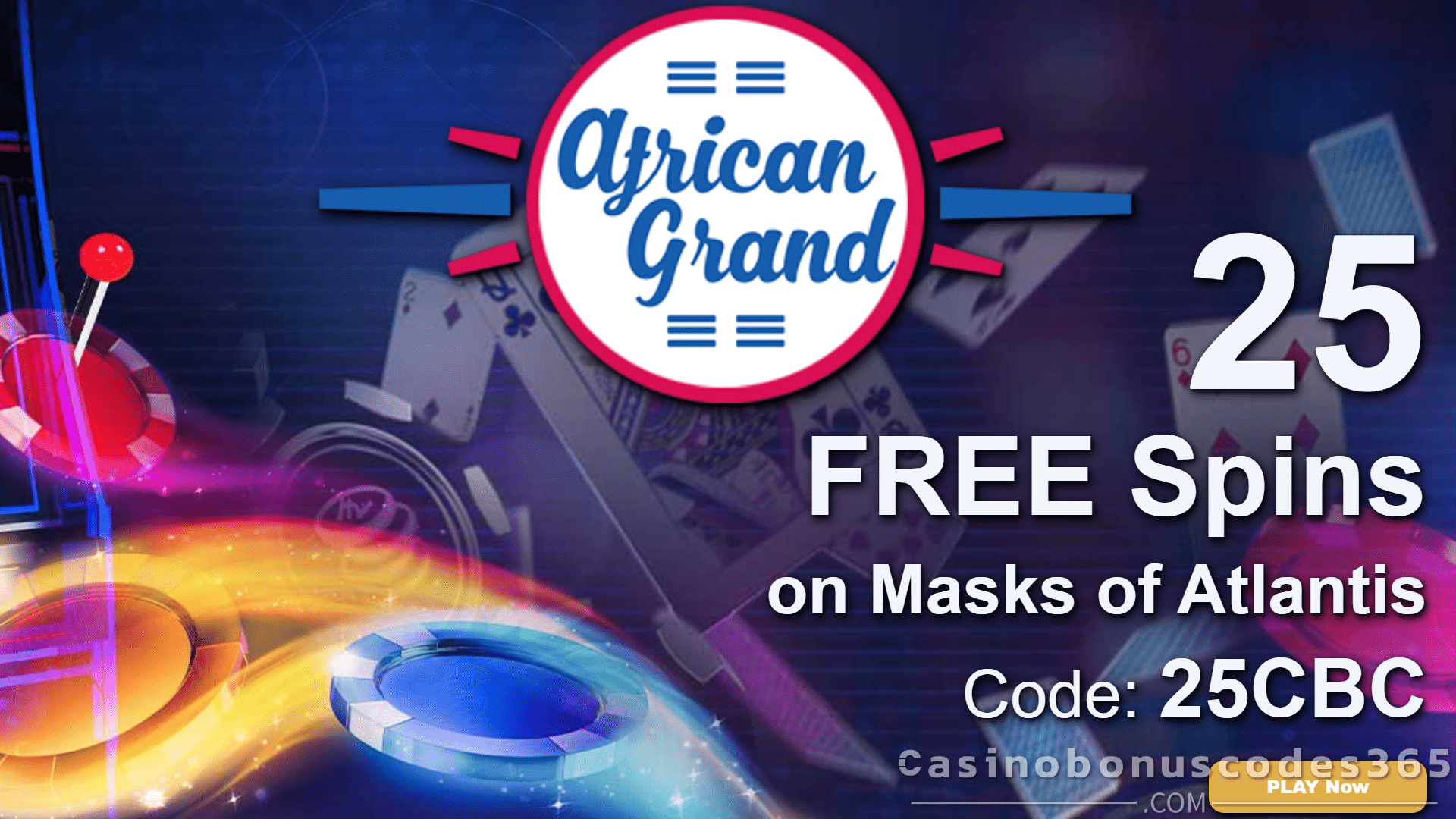 African Grand Online Casino 15 FREE Masks of Atlantis Spins Special New RTG Game Welcome Deal