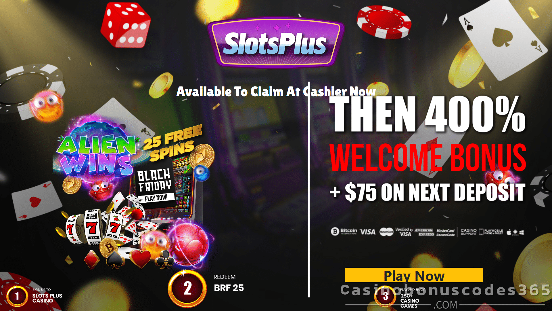 SlotsPlus $30 No Deposit FREE Chip plus 400% Match Bonus Special Hoilday Deal