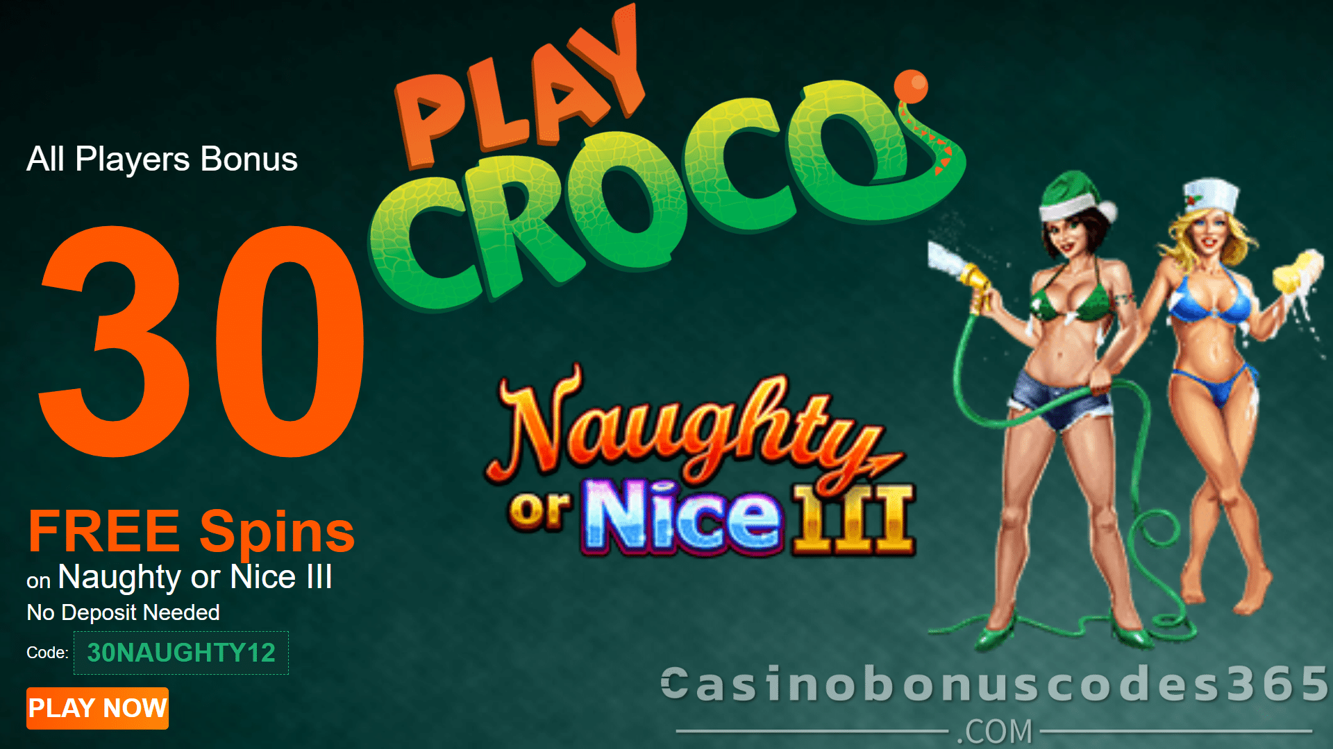 PlayCroco 30 FREE Spins on Naughty or Nice III New RTG Game All Players No Deposit Special Halloween Promotion