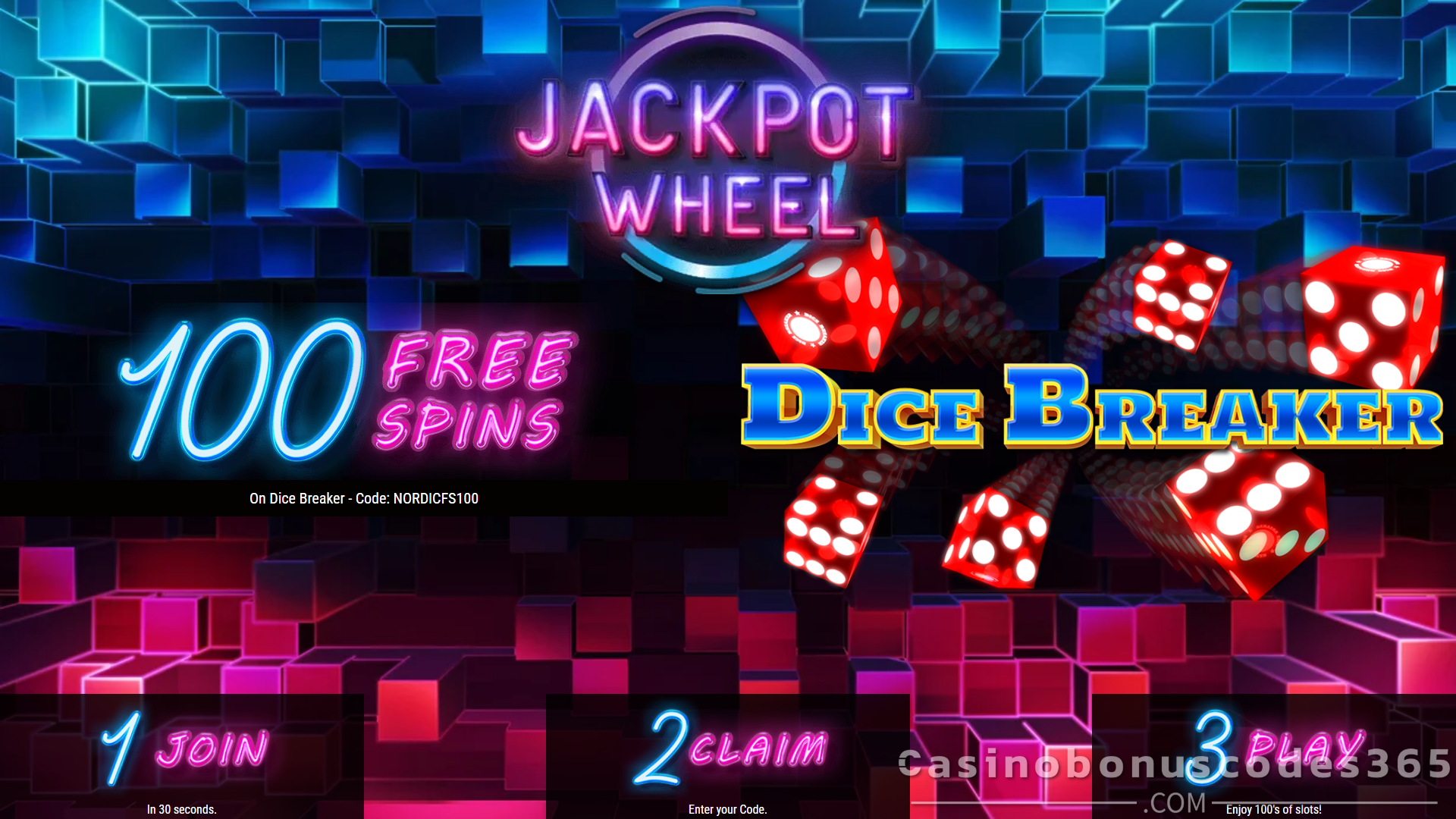 Jackpot Wheel 100 FREE Spins on Saucify Dice Breaker No Deposit Deal