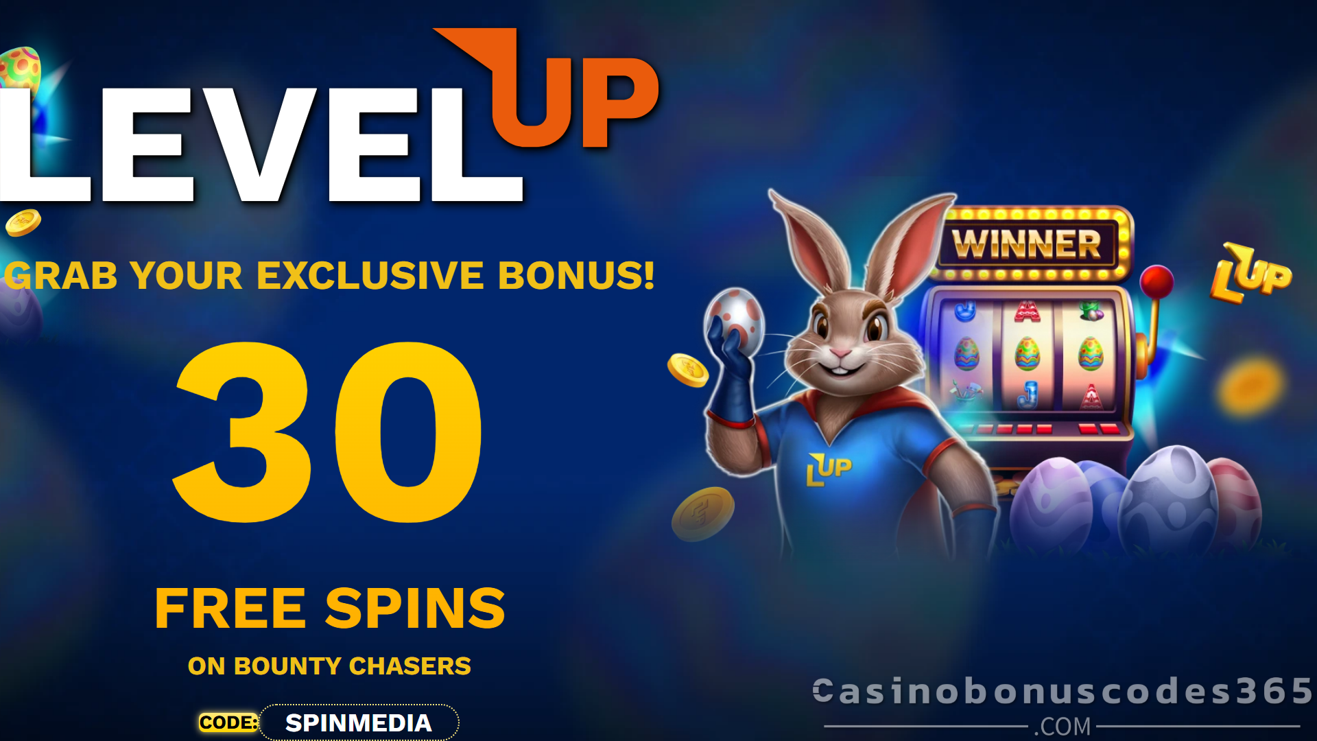 LevelUp Casino 30 FREE Spins Mancala Bounty Chaser Easter No Deposit Offer