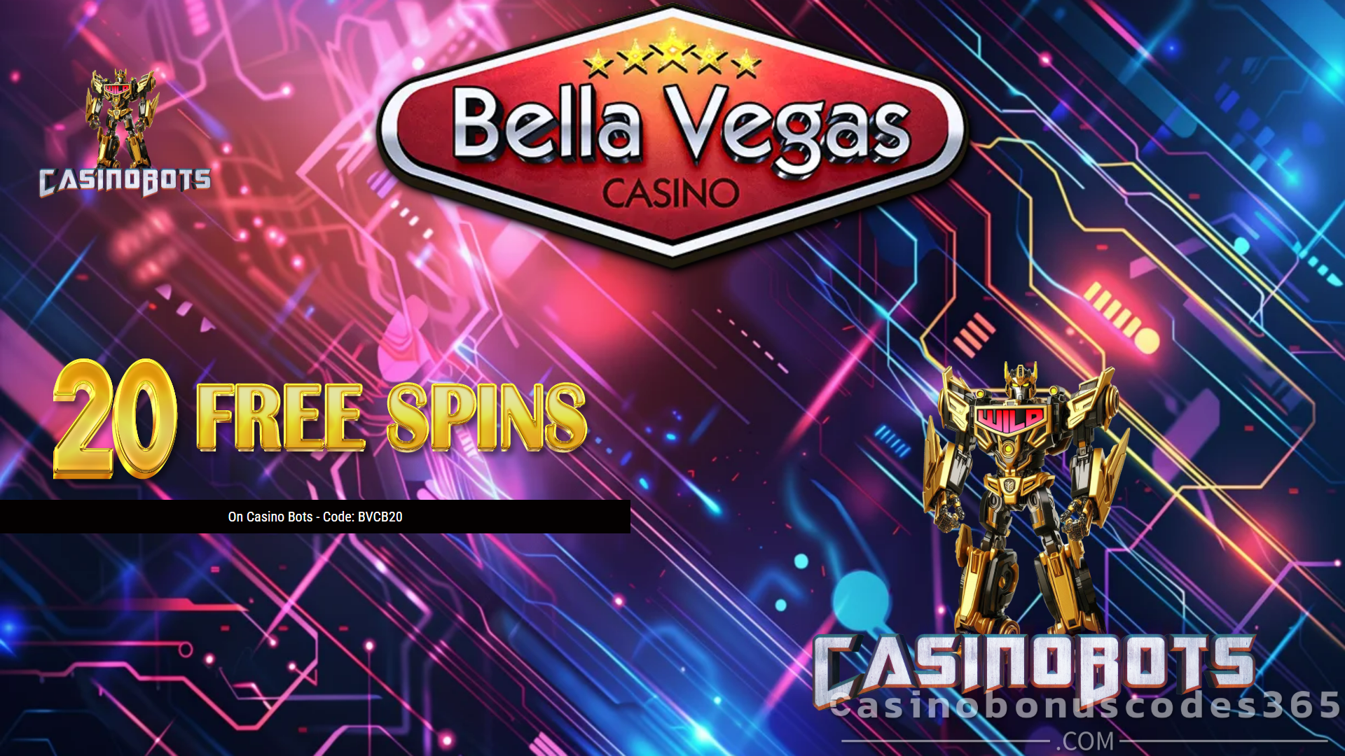 Bella Vegas 20 FREE Spins on Genii Casino Bots No Deposit Bonus