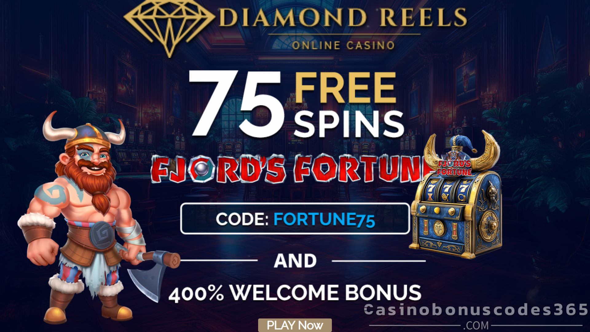 Diamond Reels 75 FREE Spins on Fjord’s Fortune No Deposit Bonus