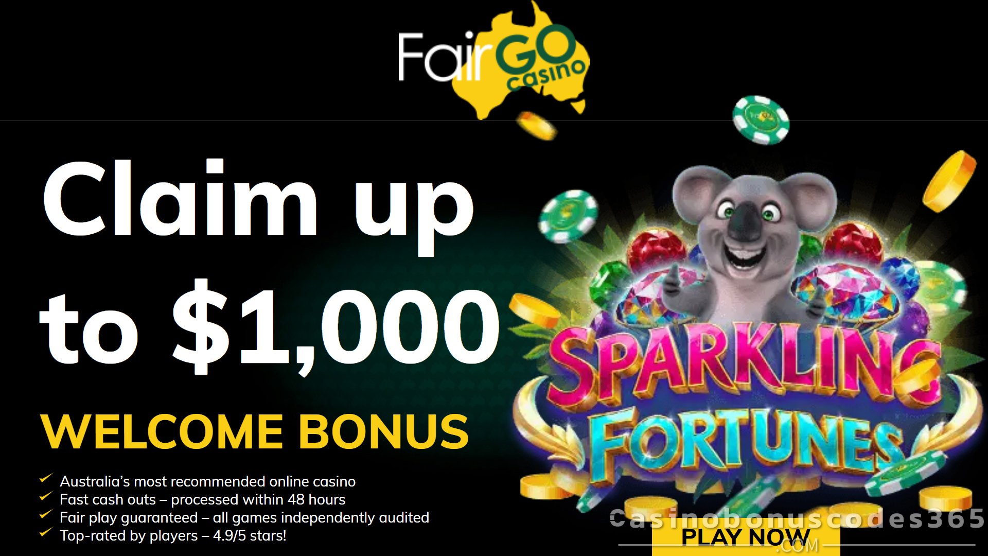 Fair Go Casino 30 FREE Spins on Sparkling Fortunes