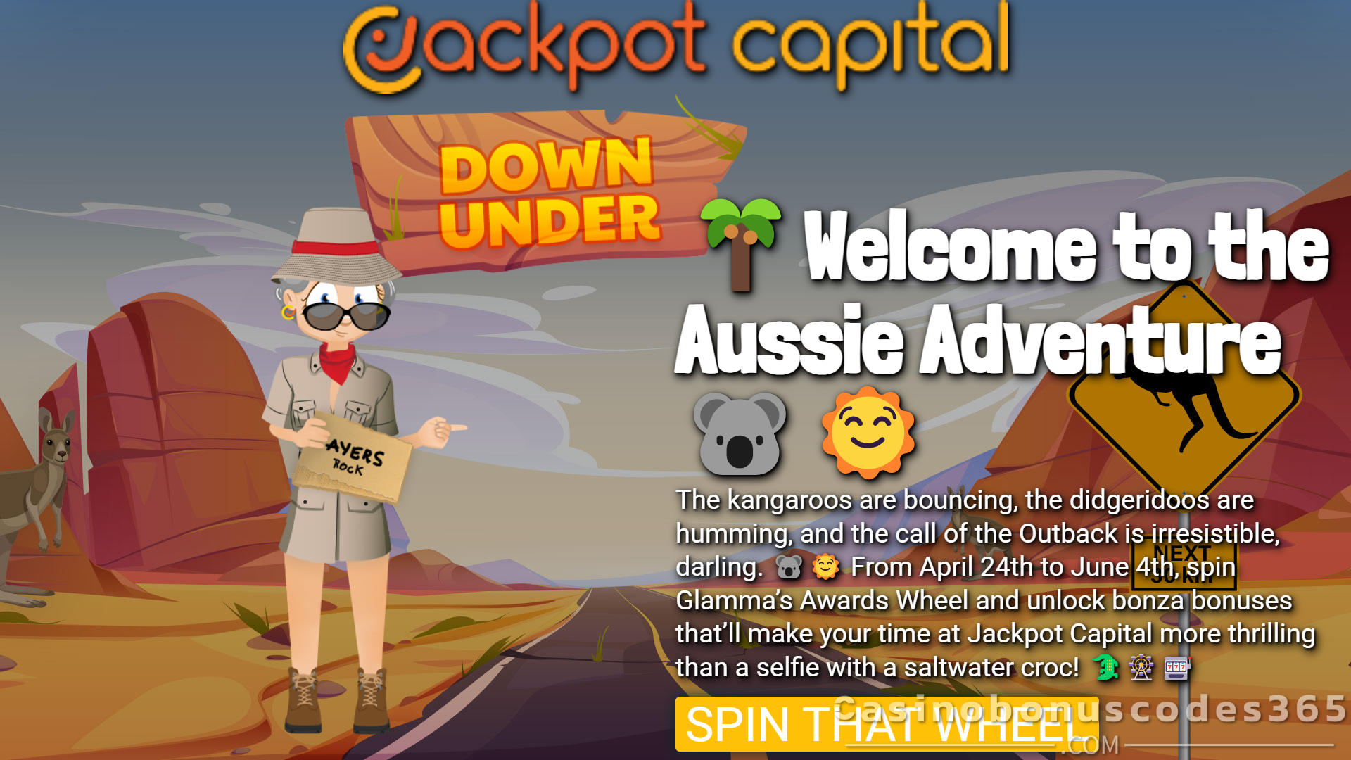 Jackpot Capital Glamma’s Aussie Adventure – Awards Wheel Promo