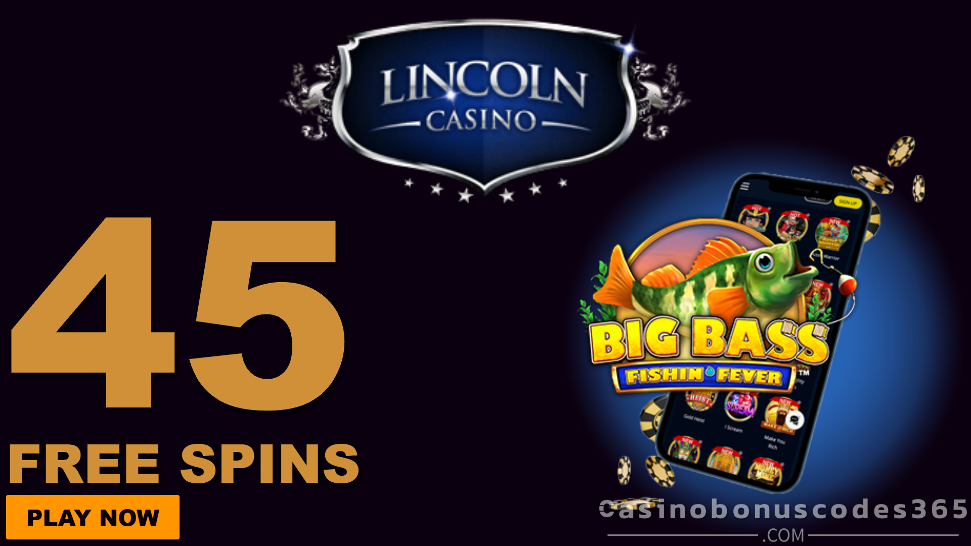 Lincoln Casino 45 FREE Spins Big Bass Fishin Fever No Deposit Bonus Dragon Gaming