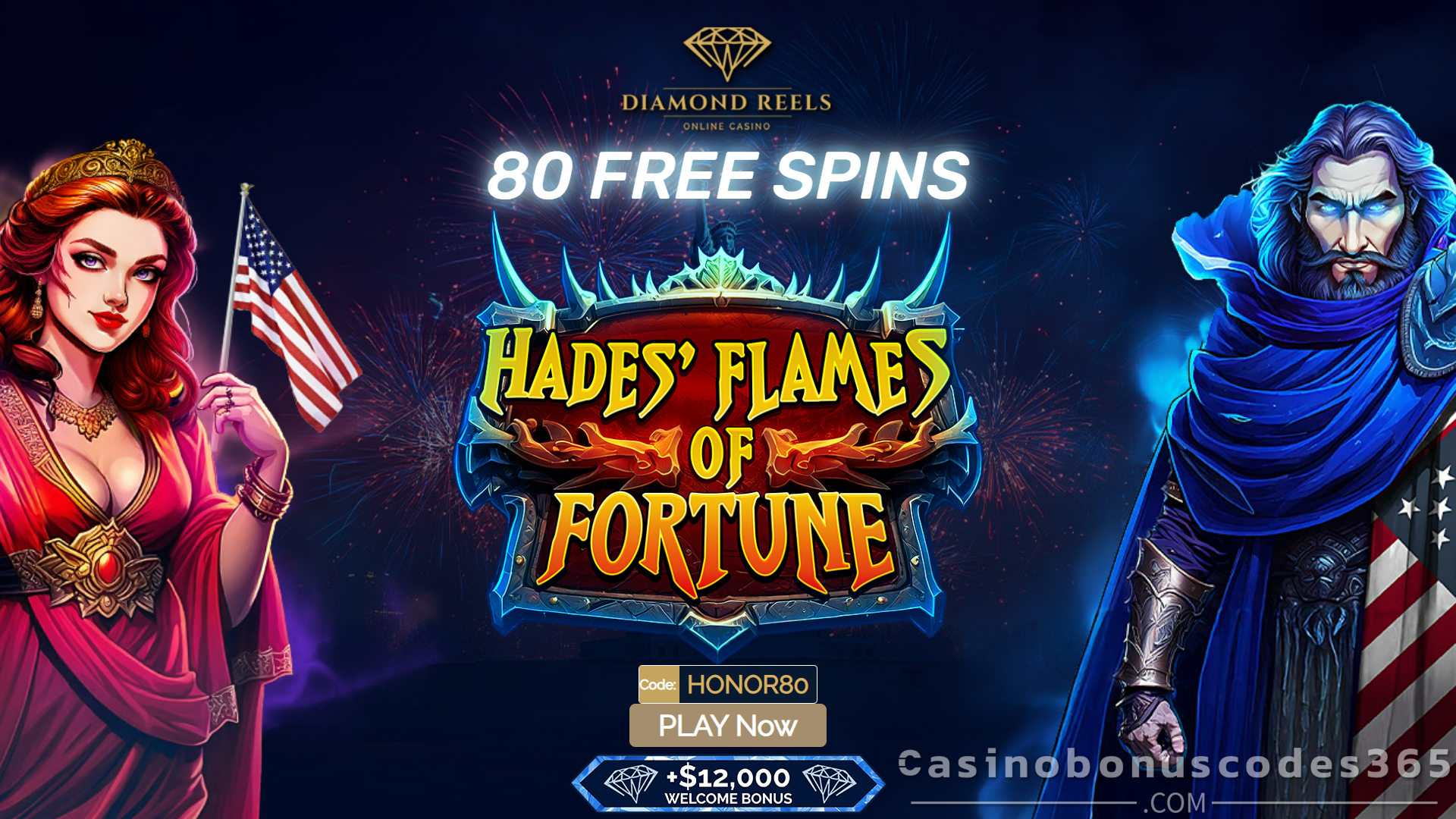 Diamond Reels 80 FREE Spins on Hades’ Flames Of Fortune No Deposit Bonus