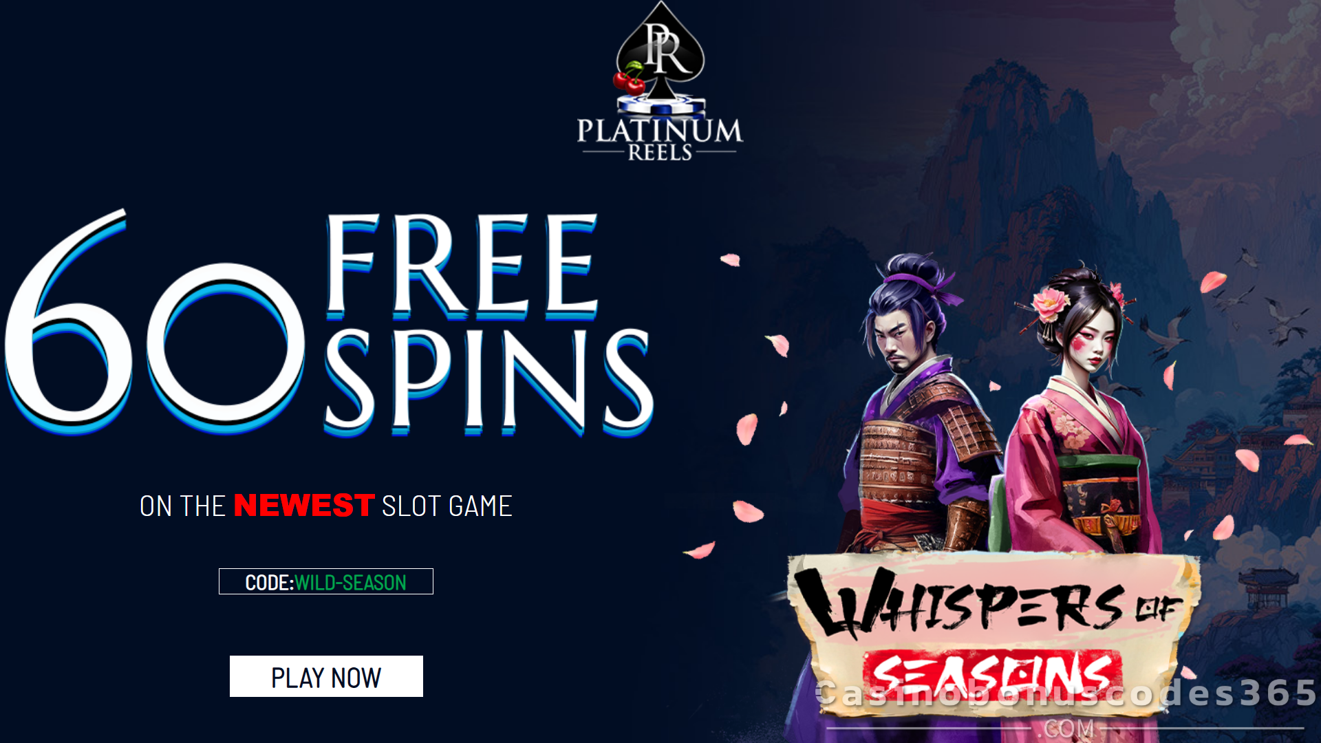 Platinum Reels 60 FREE Spins on Whispers of Seasons No Deposit Bonus