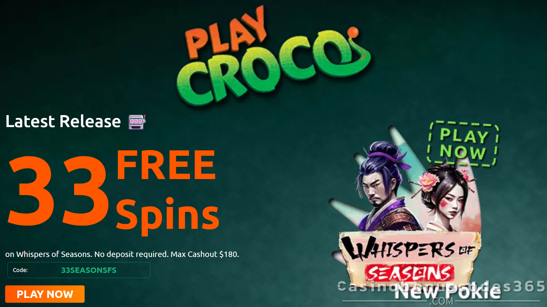 PlayCroco 33 FREE Spins on SpinLogic Whispers of Seasons No Deposit Bonus July 2025