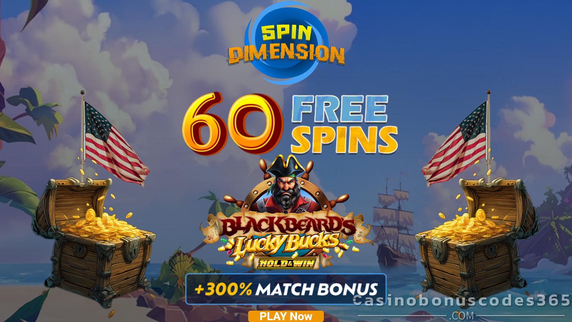 Spin Dimension 60 FREE Spins on Rival Gaming Blackbeard’s Lucky Bucks No Deposit Bonus