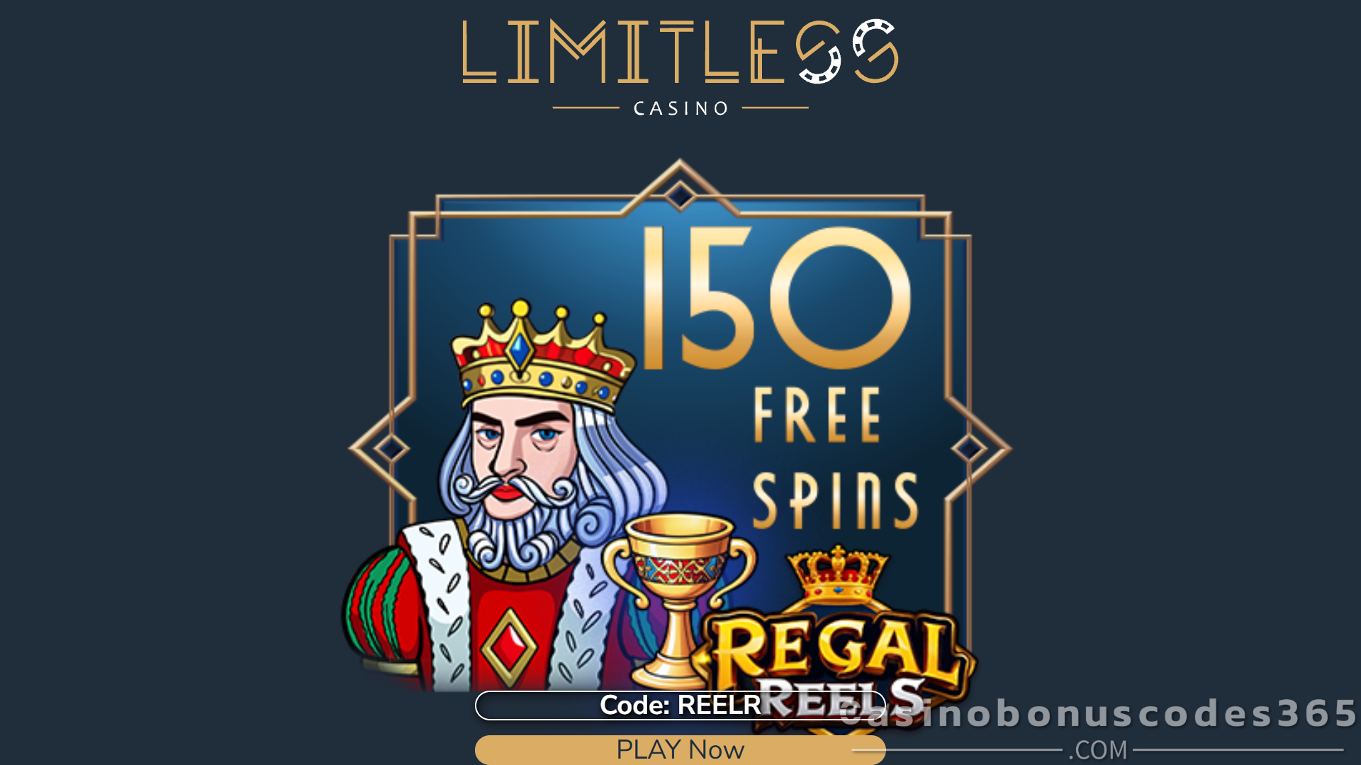 Limitless Casino 150 FREE Spins on Regal Reels Royal Court Opulence No Deposit Bonus