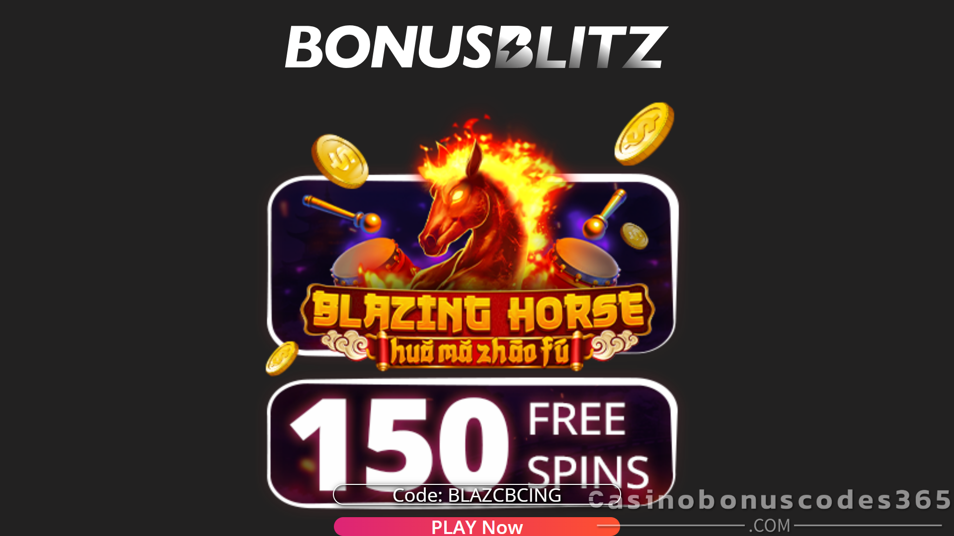 BonusBlitz Casino 150 FREE Spins on Blazing Horse No Deposit Bonus