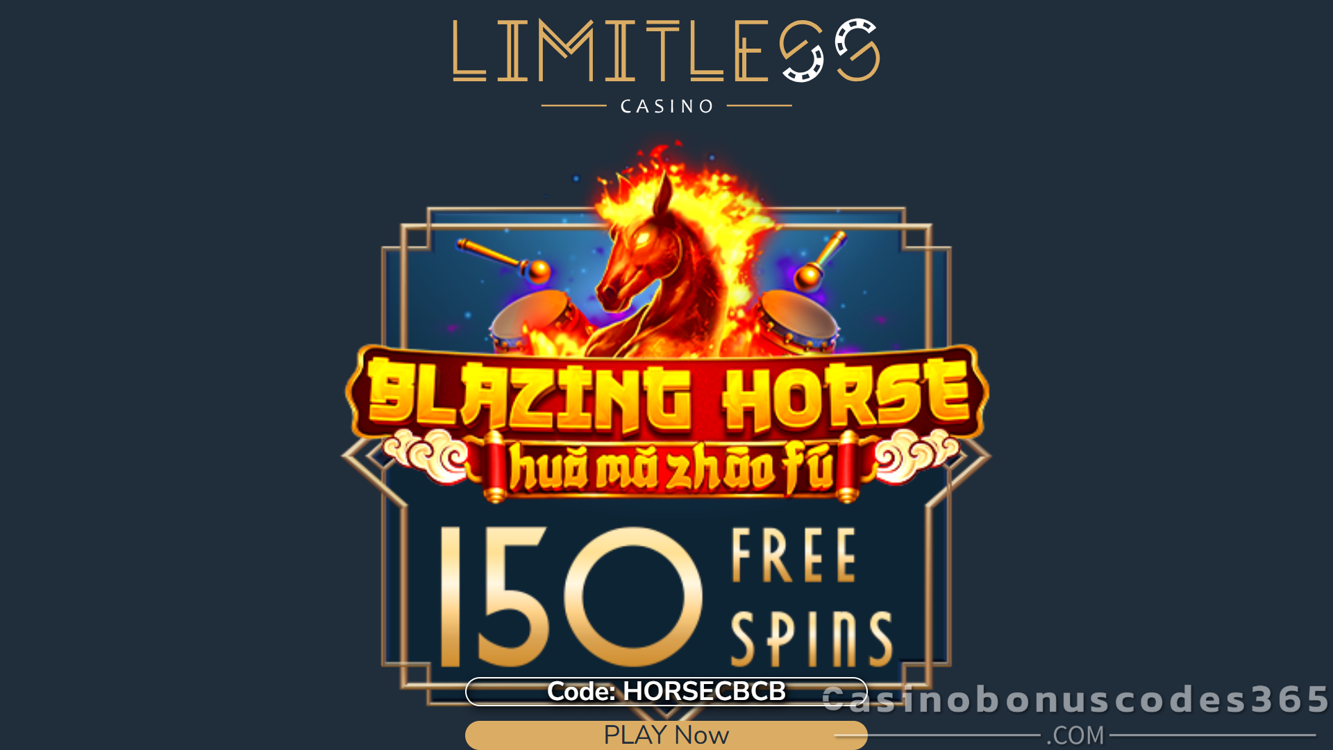Limitless Casino 150 FREE Spins on Blazing Horse No Deposit Bonus
