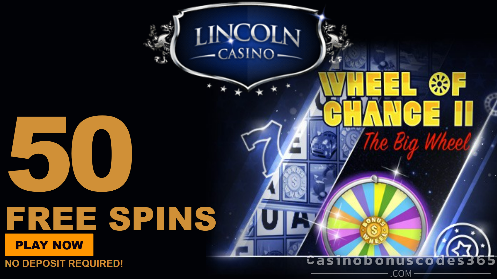Lincoln Casino 50 FREE Spins on Wheel of Chance II No Deposit Bonus