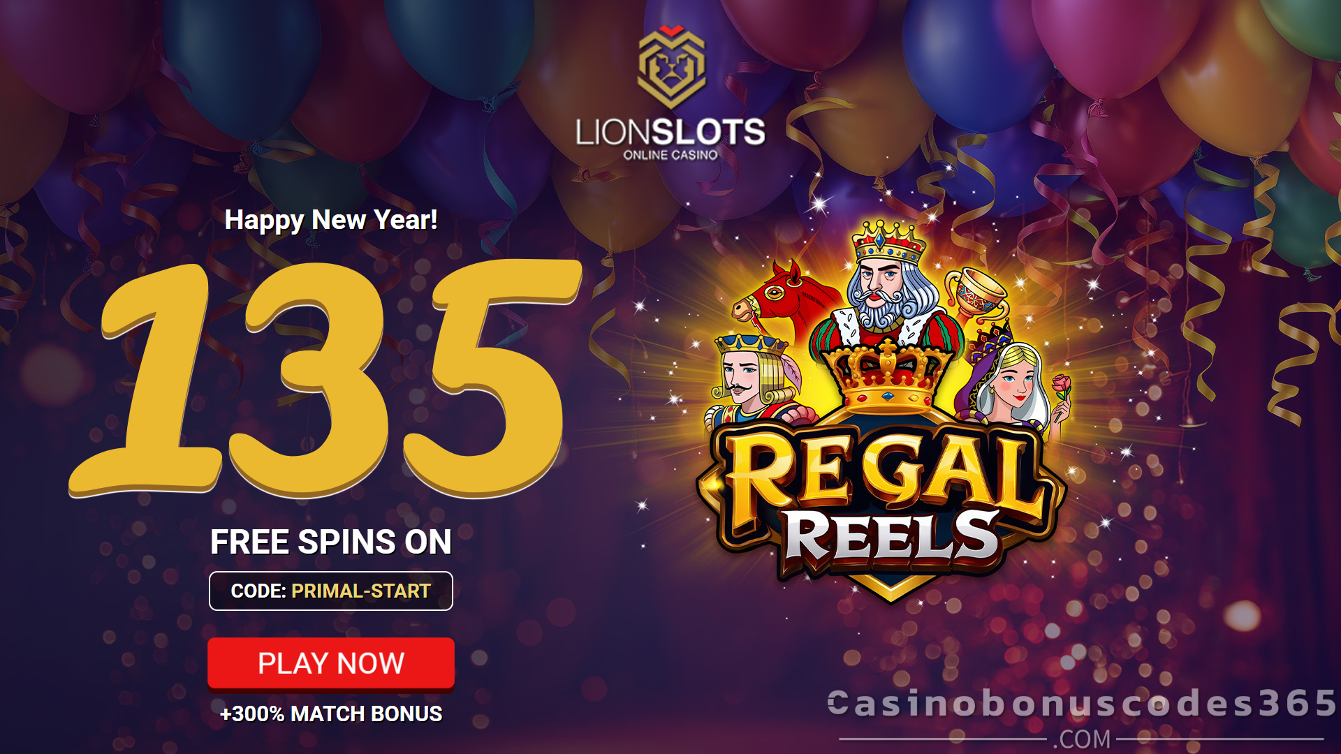 Lion Slots Casino 135 FREE Spins on Regal Reels No Deposit Bonus