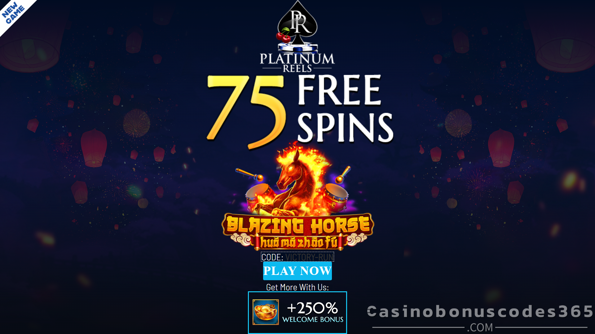 Platinum Reels 75 FREE Spins on Blazing Horse No Deposit Bonus January 2026