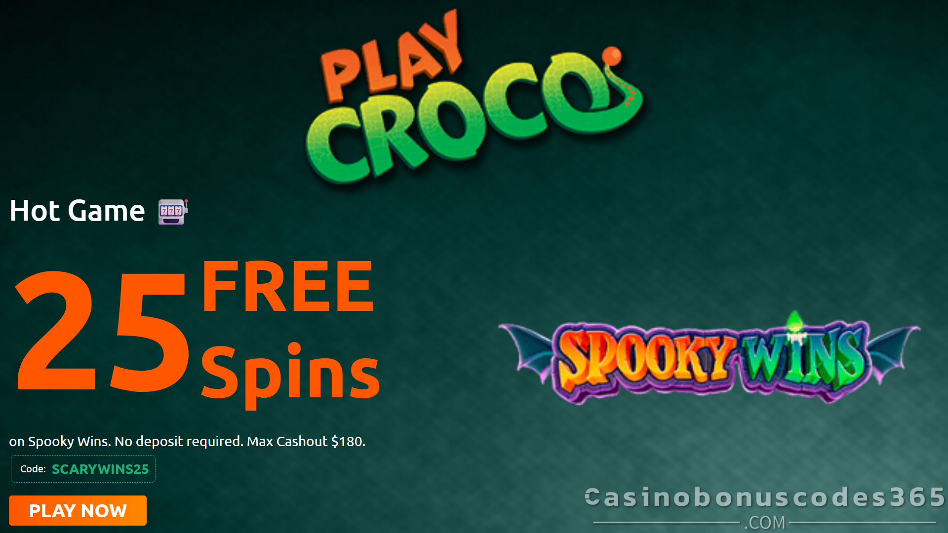 PlayCroco 25 FREE Spins on Spooky Wins No Deposit Bonus January 2026