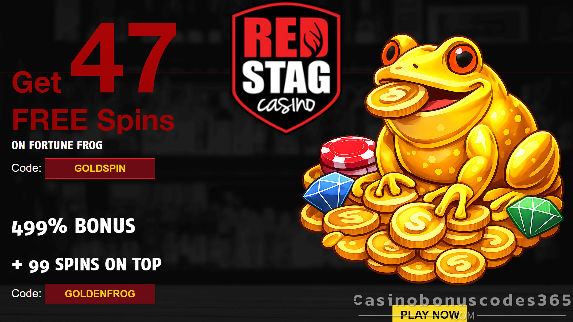 Red Stag Casino January 2026 Bonus 47 FREE Spins on Fortune Frog plus 499% Match Bonus