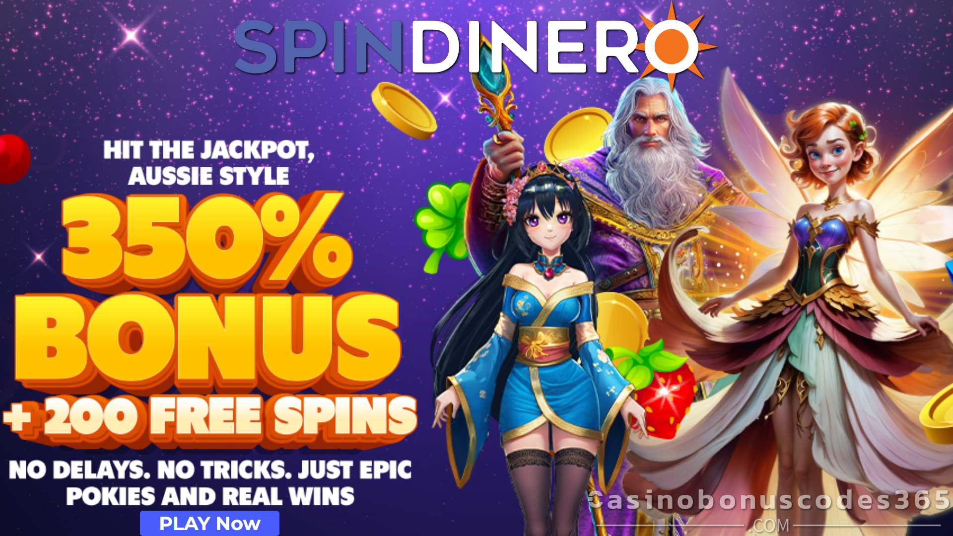Spin Dinero 350% Bonus plus 200 FREE Spins on SpinLogic Spicy Reels Fiesta Sign Up Reward