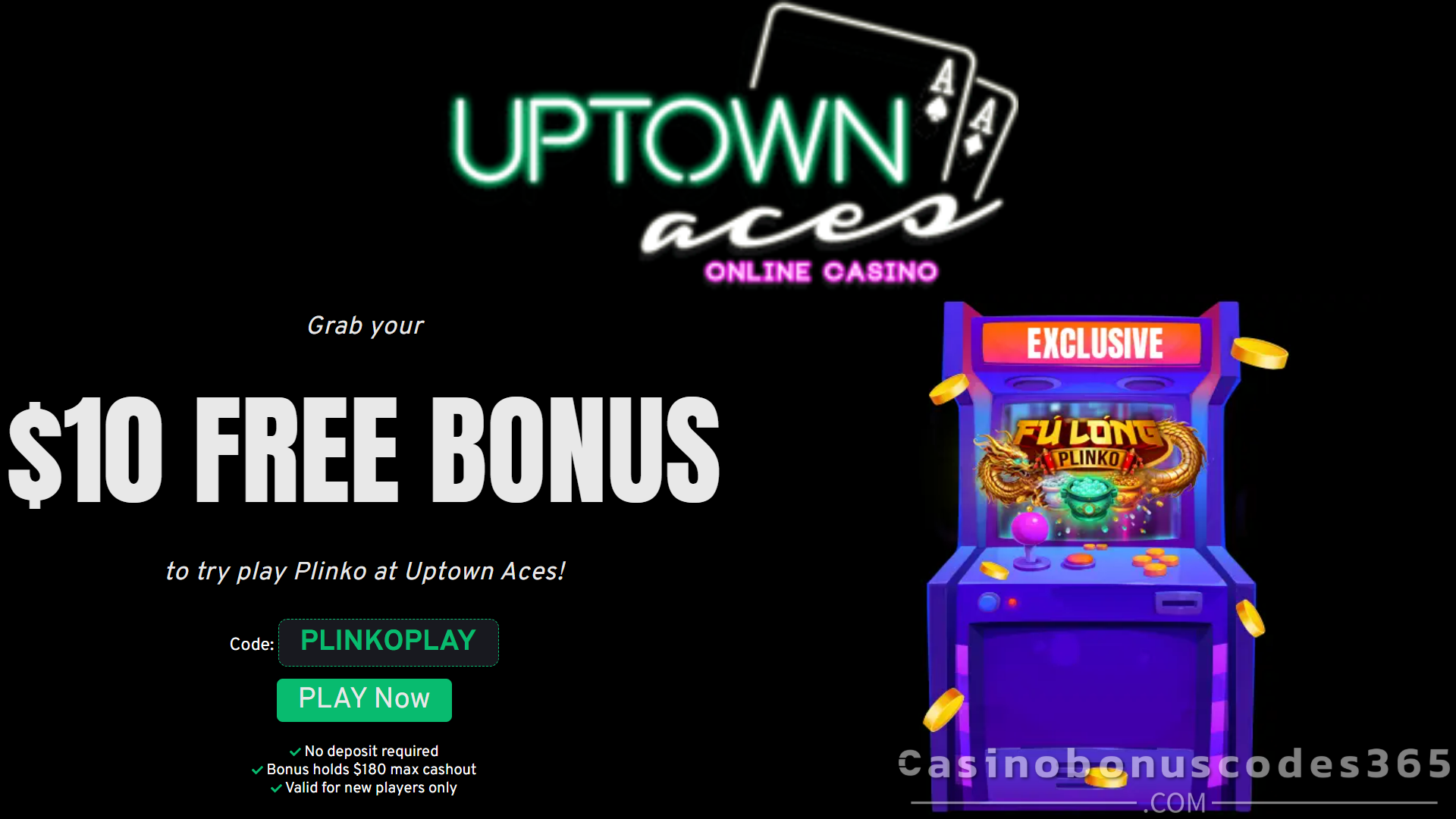 Uptown Aces Plinko $10 Free Bonus No Deposit Promotion