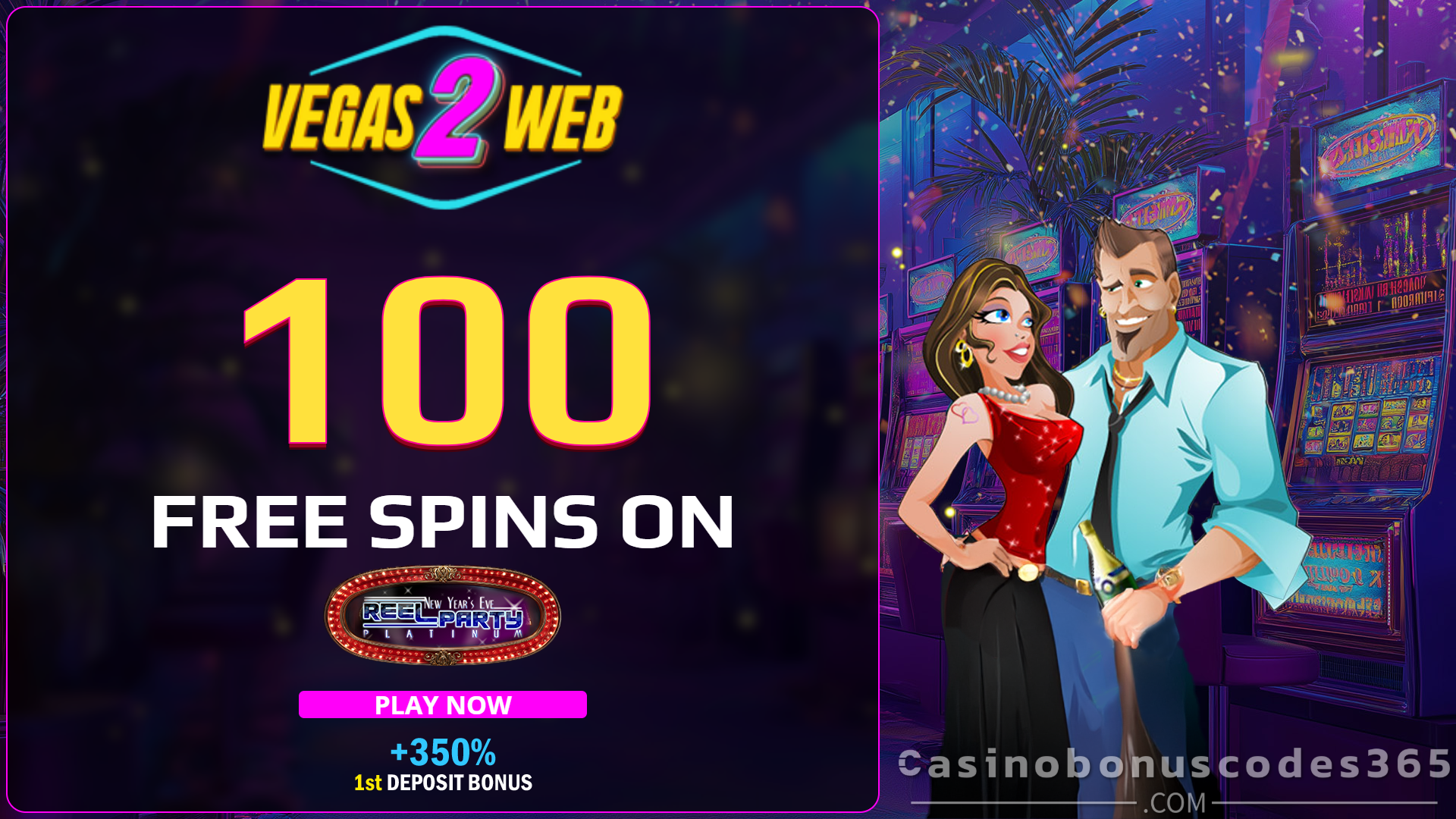Vegas2Web Casino 100 FREE Spins on Rival Gaming Reel Party Platinum No Deposit Bonus