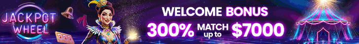 Jackpot Wheel 300% Match Bonus up to $7,000 plus 150 FREE Spins No Deposit Welcome Offer