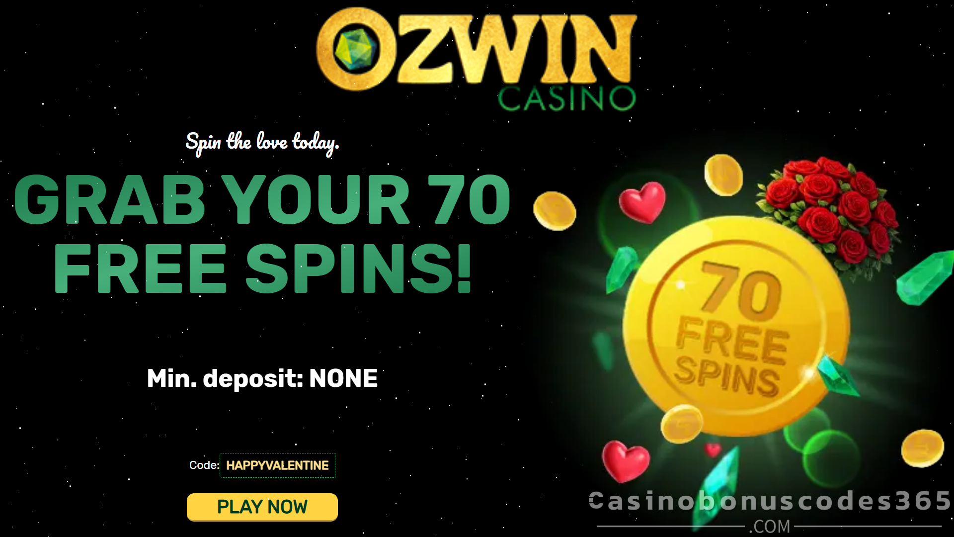 Ozwin Casino 70 FREE Spins on Sweet 16 Blast No Deposit Valentine Promo
