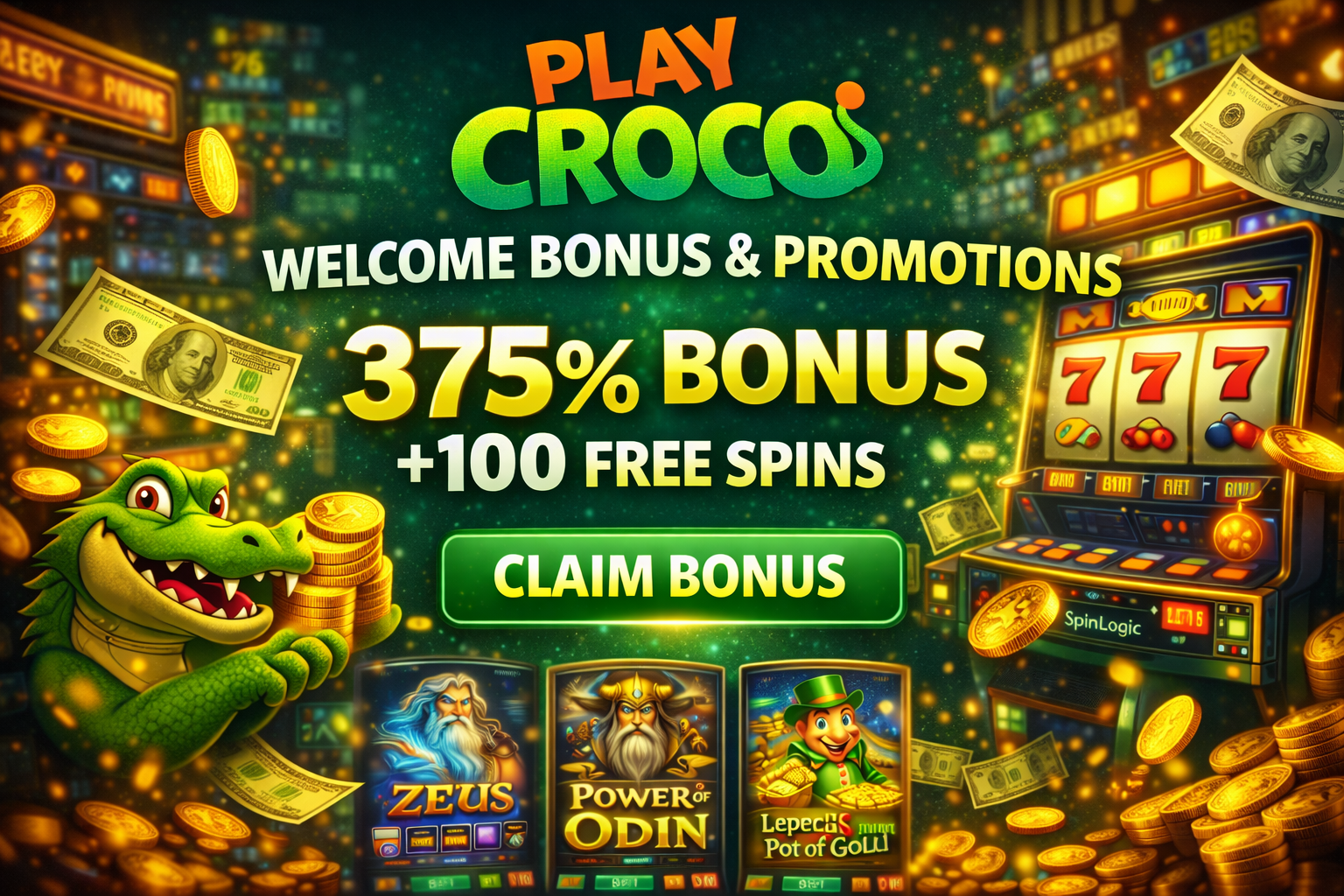 PlayCroco Welcome Bonus and Free Spins