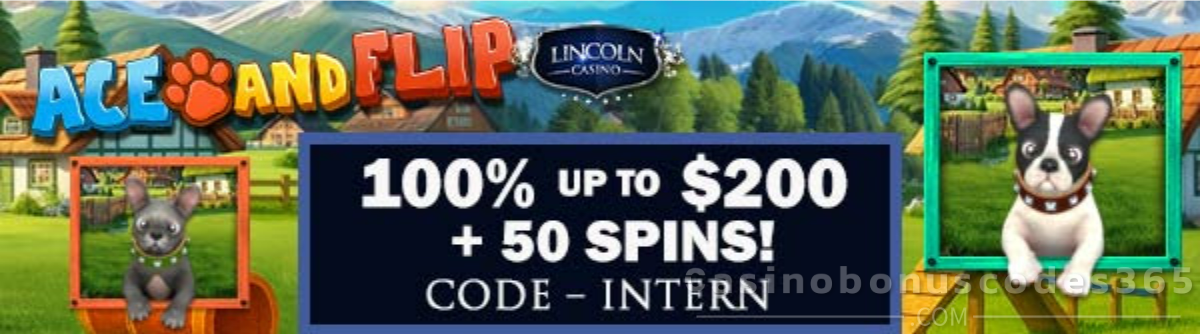 Lincoln Casino 100% Bonus + 50 Free Spins on Ace and Flip