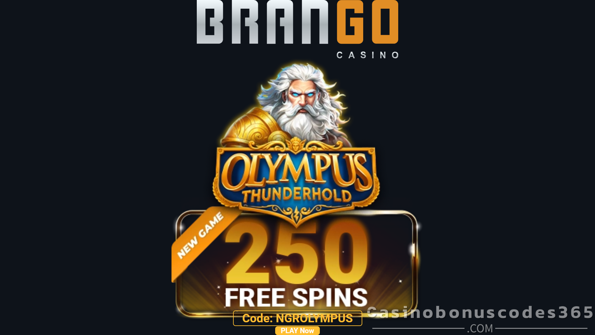 Casino Brango 250 FREE Spins on Olympus Thunderhold Bonus Code NGROLYMPUS
