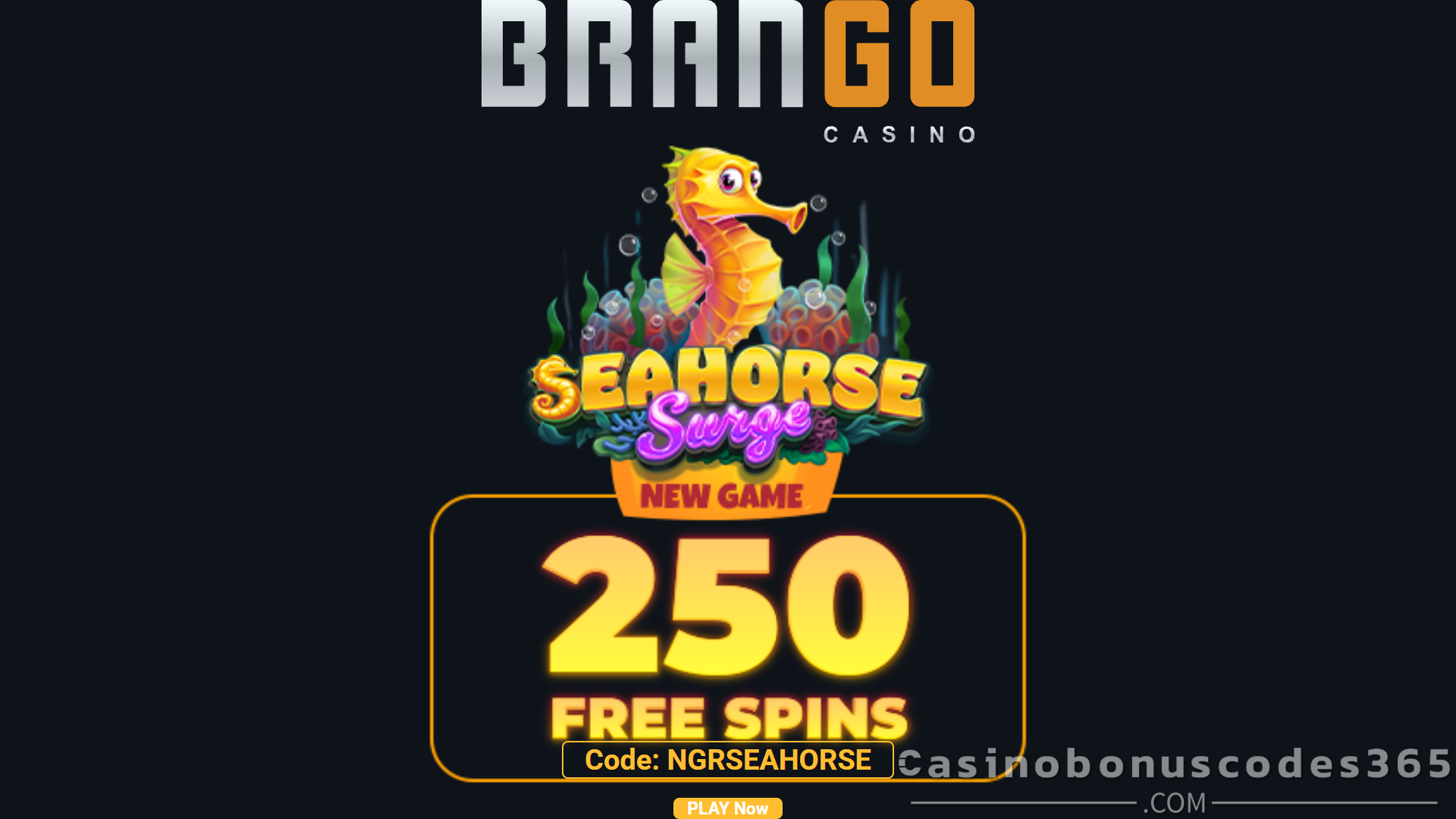 Casino Brango 250 FREE Spins on Seahorse Surge