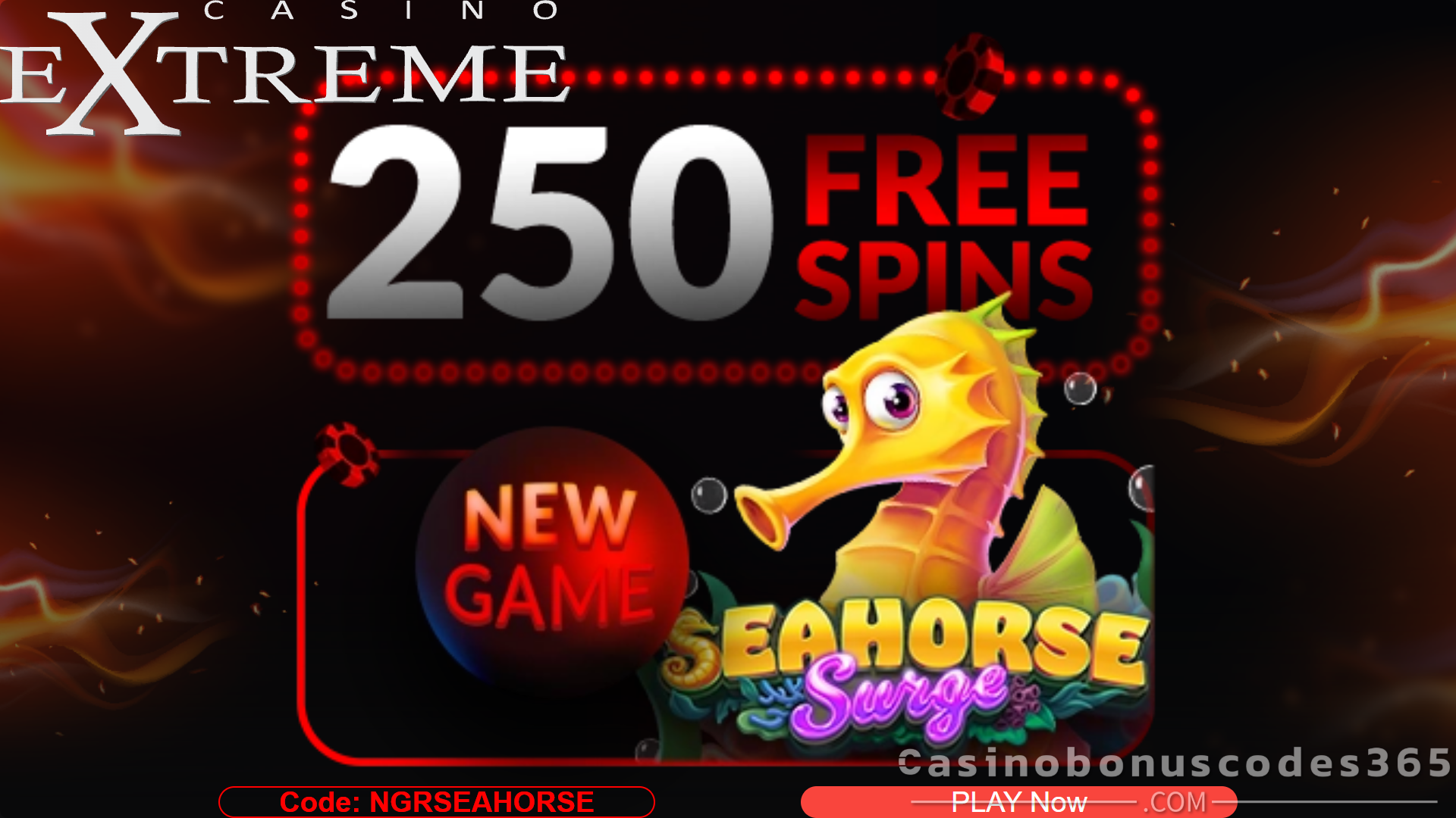 Casino Extreme 250 FREE Spins on Seahorse Surge