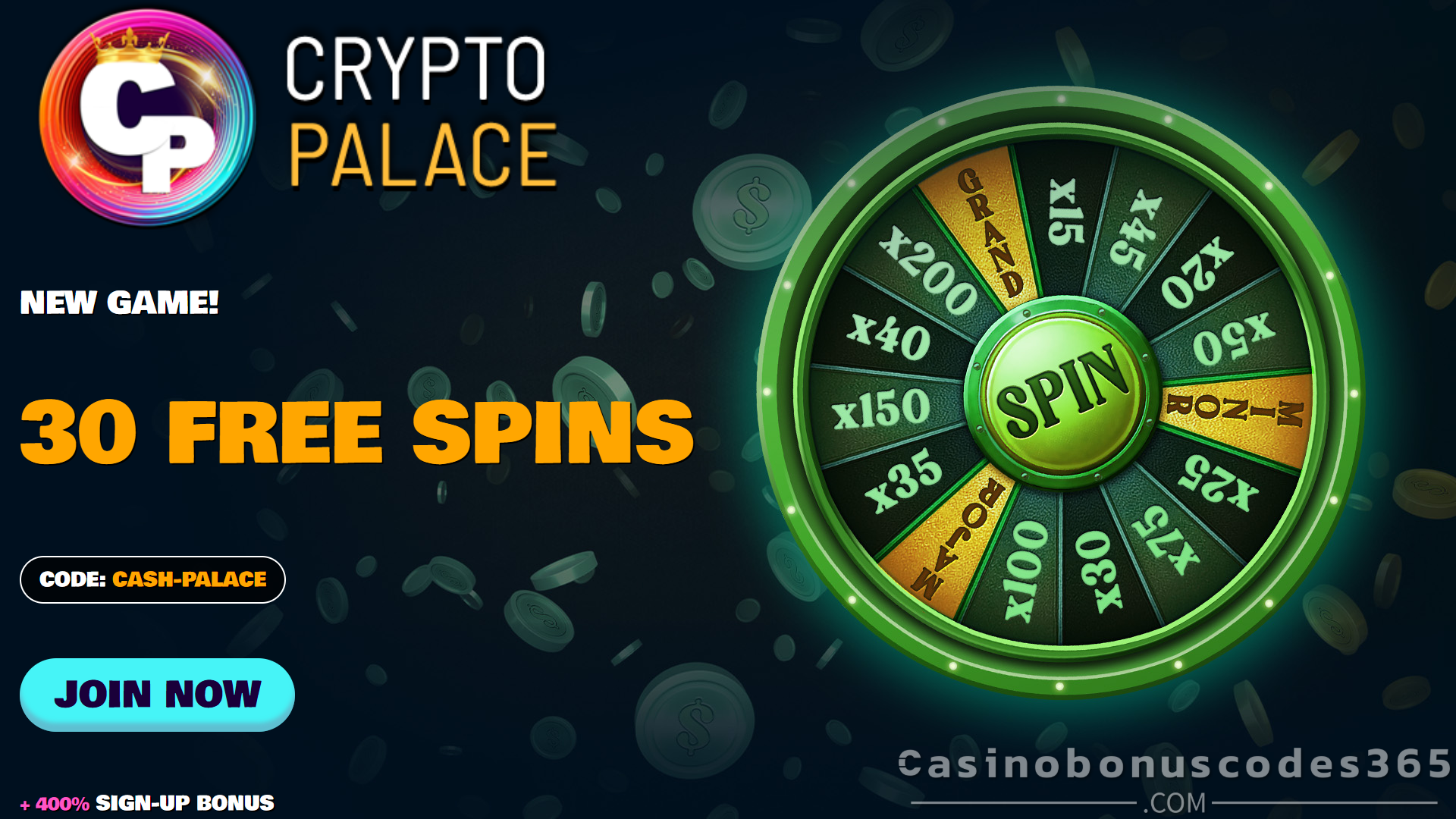 Crypto Palace Casino 30 Free Spins on Fat Ca$h