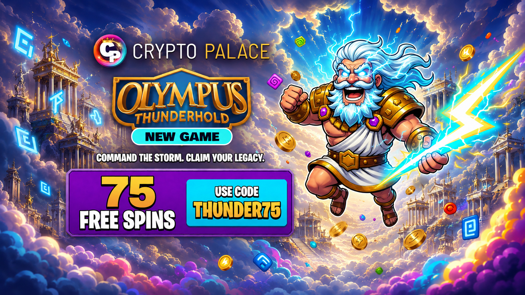 Crypto Palace Casino 75 Free spins on Olympus Thunderhold