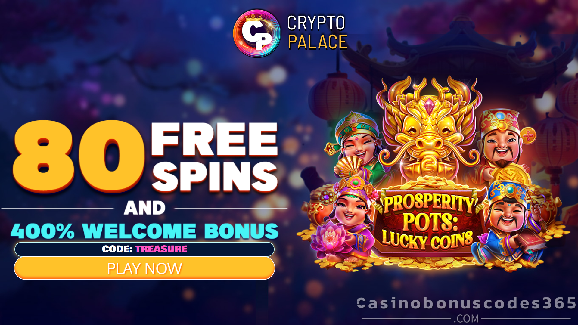 Crypto Palace Casino 80 Free spins on Prosperity Pots: Lucky coin