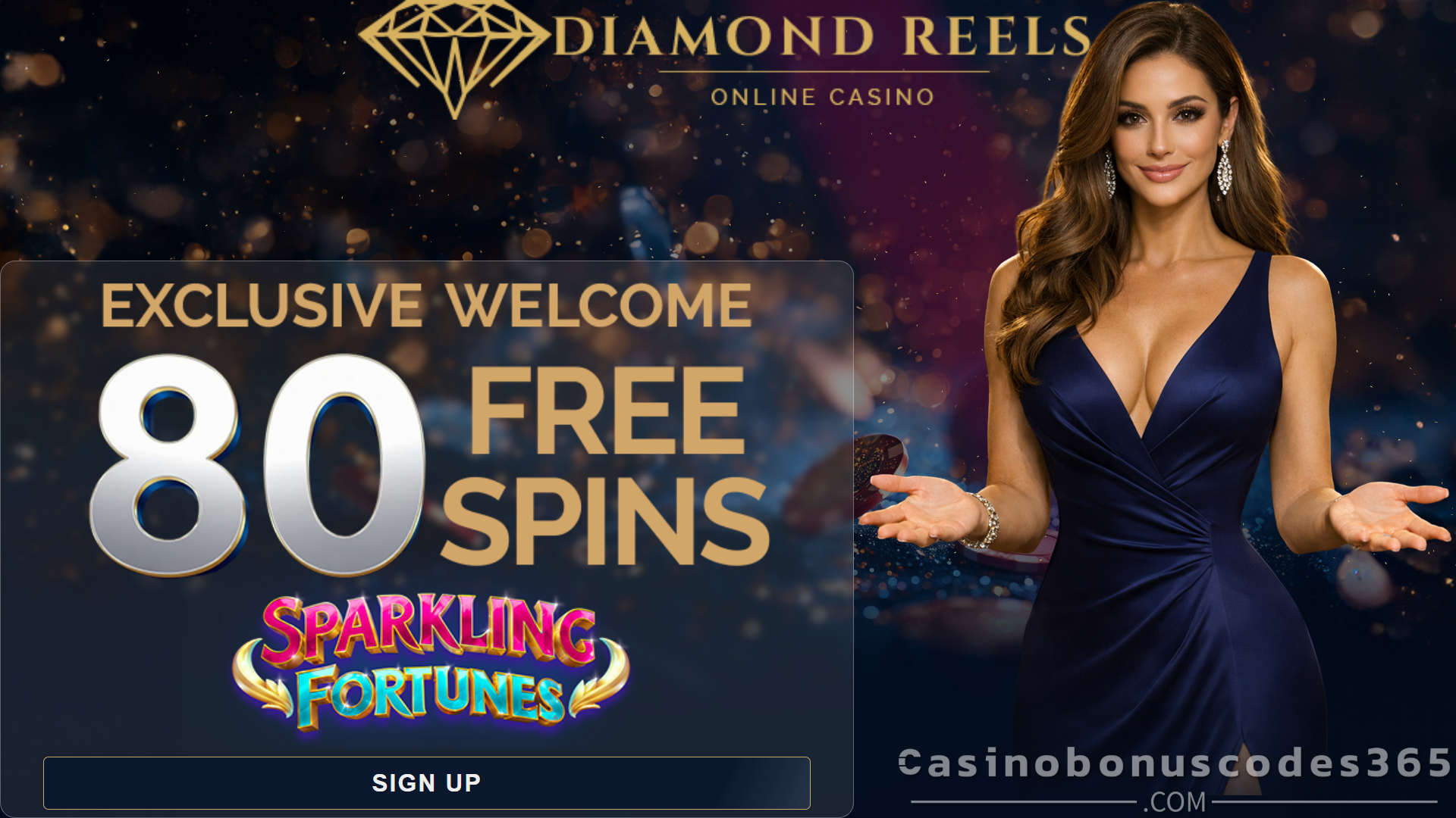 Diamond Reels Casino 80 Free spins on Sparkling Fortunes