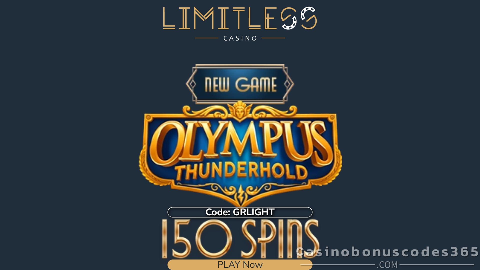Limitless Casino 150 FREE Spins on Olympus Thunderhold Bonus Code NGRLIGHT