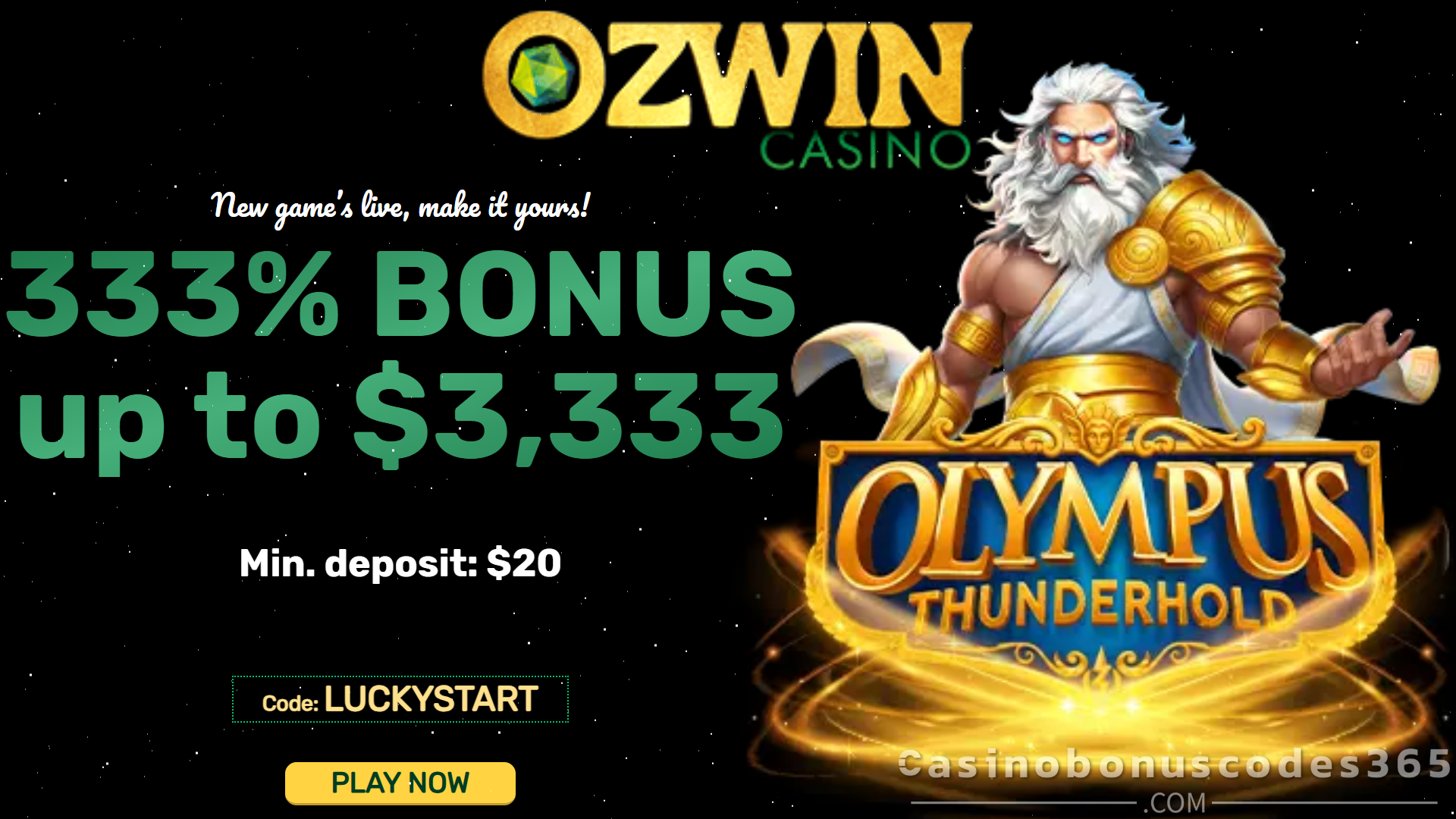 Ozwin Bonus Offer – 33 Free Spins