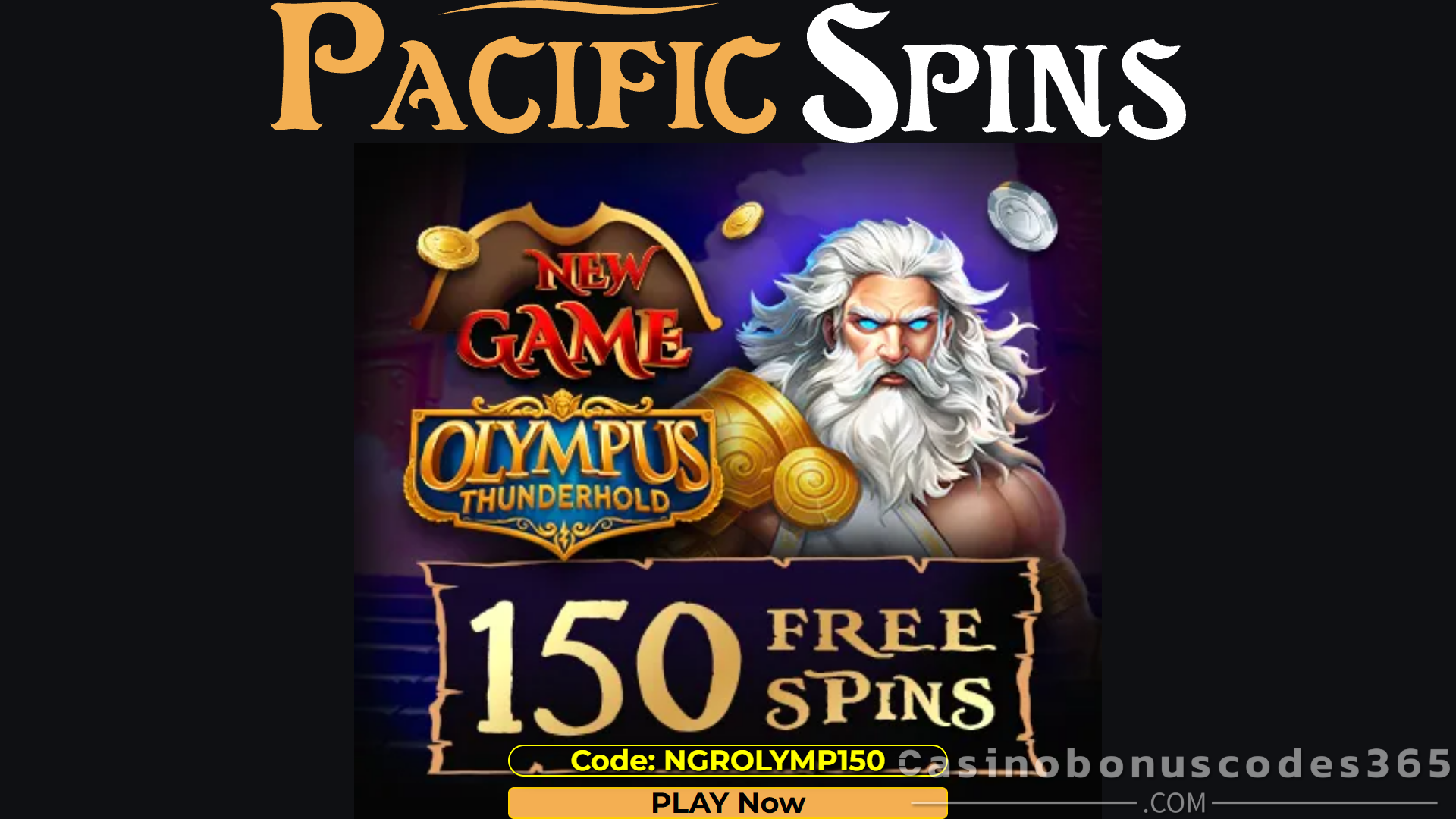 Pacific Spins 150 FREE Spins on Olympus Thunderhold Bonus Code NGROLYMP150
