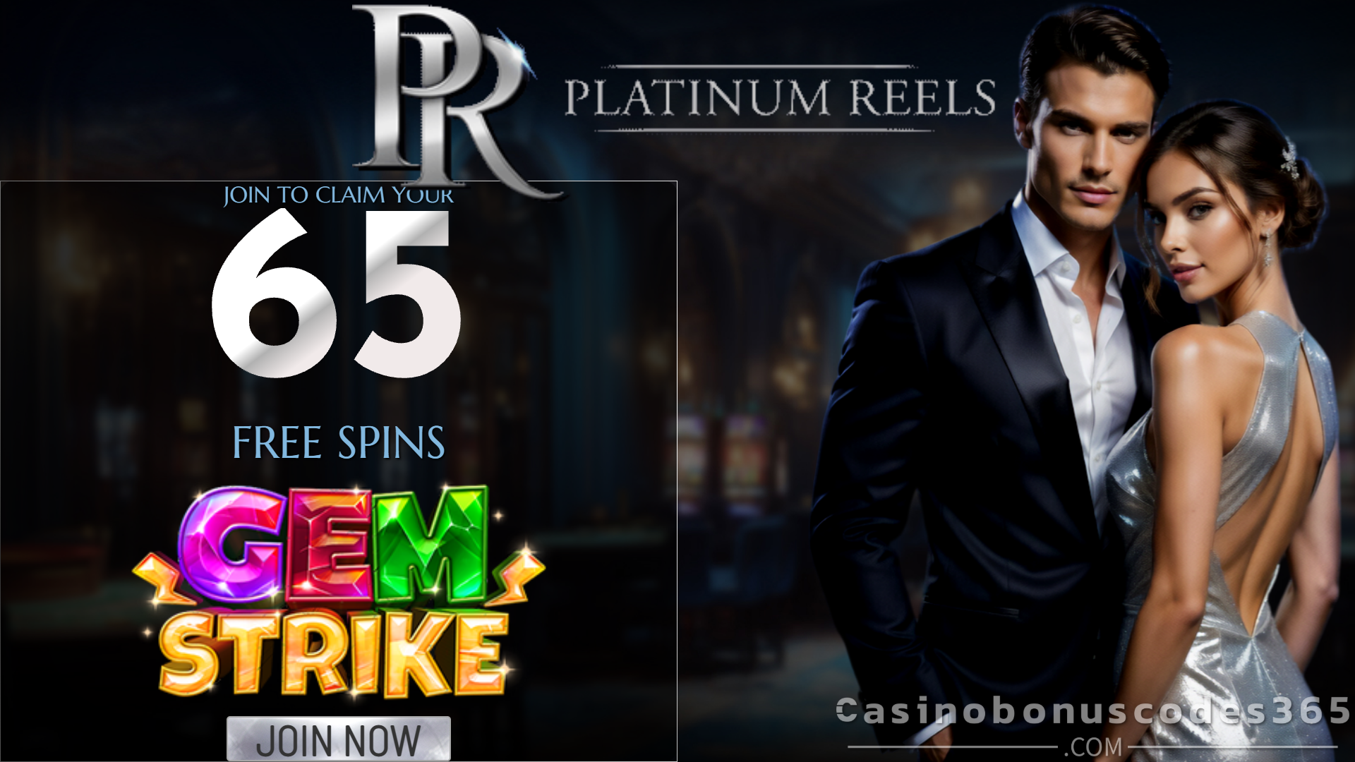 Platinum Reels Casino 65 Free spins on Gem Strike