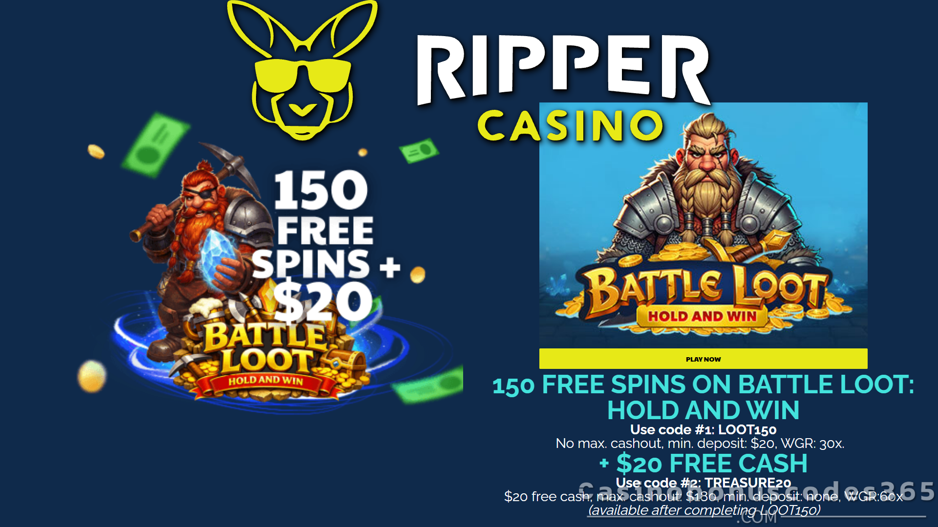 Ripper Casino Bonus Offer – 150 FREE Spins + $20 FREE Cash