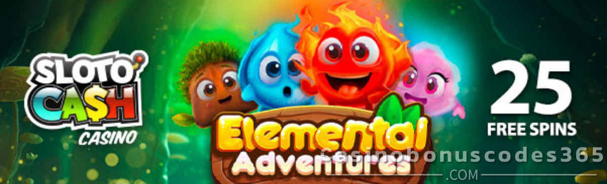 SlotoCash Bonus Offer – 25 FREE Spins on Elemental Adventures